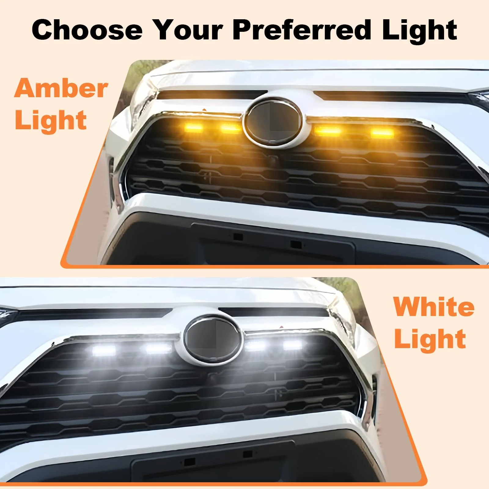 Front Grill Lights for Toyota RAV4 Accessories 2019-2025 LED Grille Lights for Hybrid LE SE XLE XSE Limited(White) White - Image 8