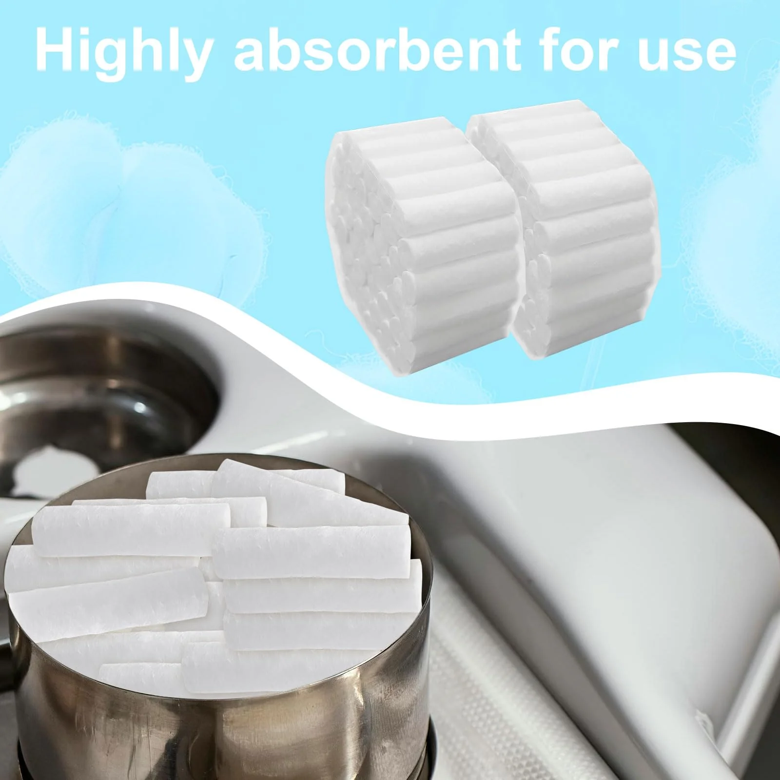 FUIPVGI Pack of 250 Dental Cotton Balls Dental Cotton Rolls Dental Gauze Rolls Dental Gauze Highly Absorbent Cotton Pads for Dentists Nose Plugs for Bloody Nose Teeth Mouth (White) White - Image 3
