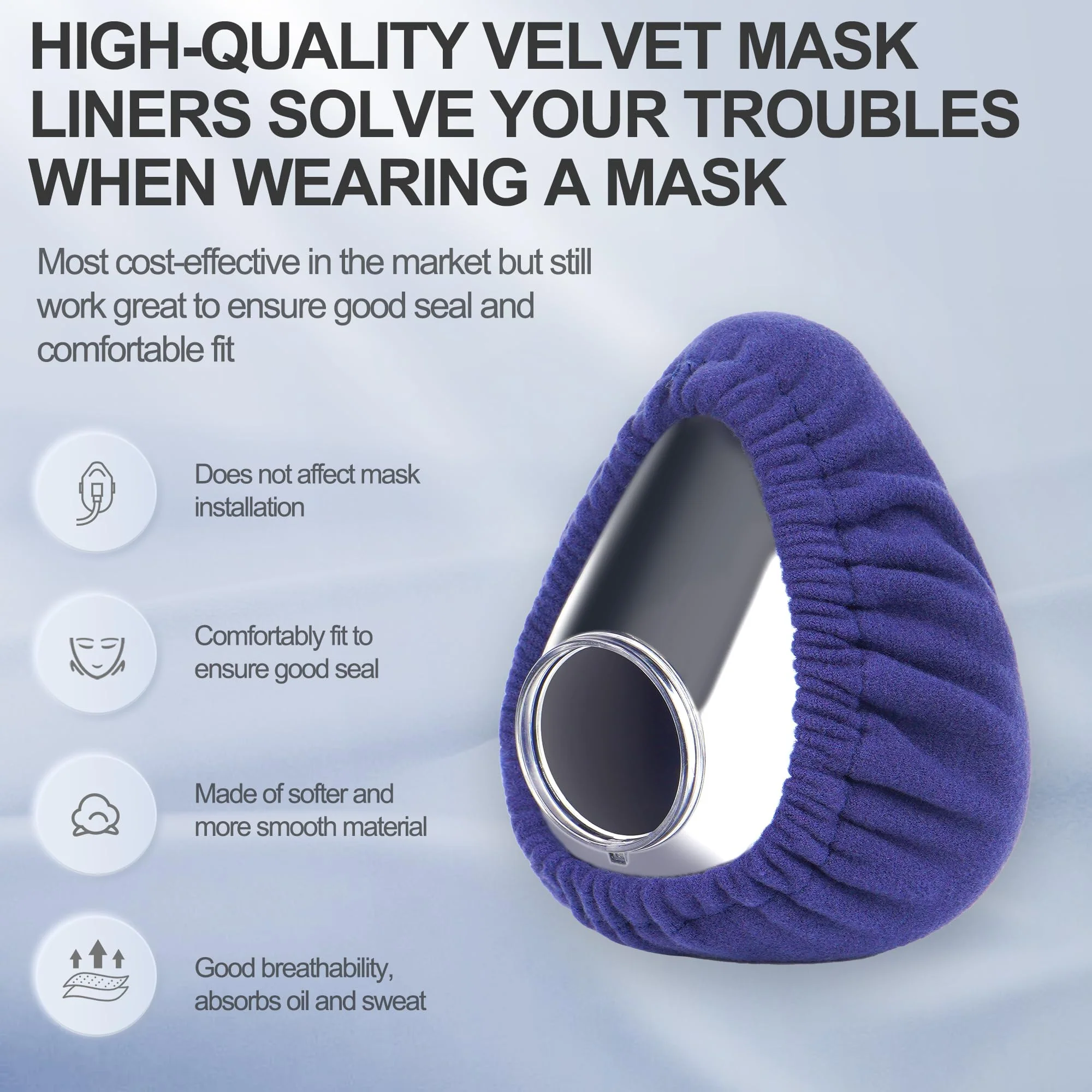 Full Face Mask Inserts (M), Reusable Cushion Covers Compatible with AirFit F20 and AirTouch F20, 3 Sizes, Better Fit, Better Sealing CPAP Accessories BlessEase M - Image 2