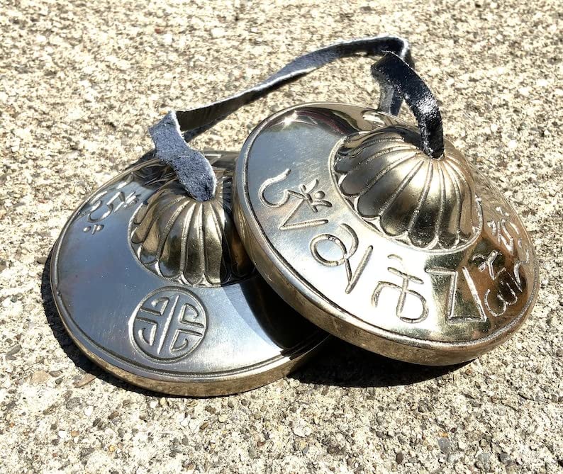 Full Moon Heavy Tingsha Set. 3.25 Inches Handcrafted Premium Quality Meditation Grade Tibetan Cymbals Chime Set (Light) Light - Image 3