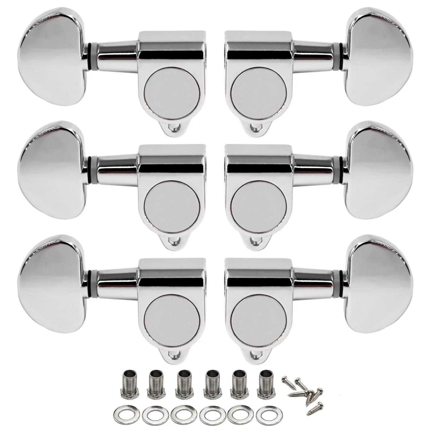 FXJXB 18:1 Guitar Tuning Pegs 3x3 Tuning Keys Guitar Tuners Replacement for Acoustic or Electric Guitar for ST TL SG LP Style- Chrome(3R+3L) 3L+3R