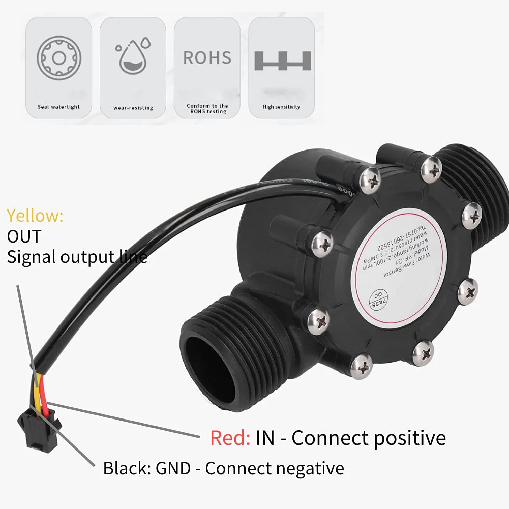 G1 Water Flow Sensor, Water Flow Meter Hall Meter, 1-100L/min Flow Meter, Water Flow Hall Sensor for Central Air Conditioning, Swimming Pool etc, Unknown - Image 3