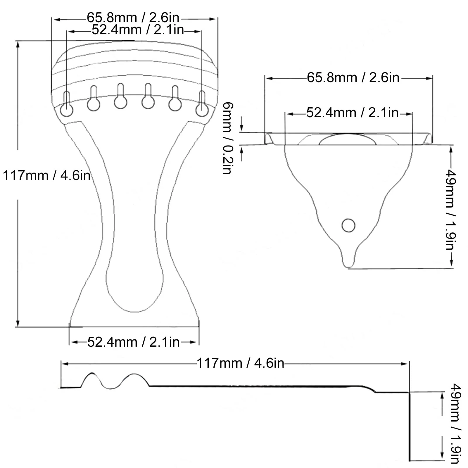Gaeirt Gaeirtq7euhozg9c4017 Guitar Tailpiece Bridge, 6 String Guitar Tailpiece Hole Design For 6-String Resonator Guitars For Guitar Lover, Guitar Tailpiece Metal Silver 6 String Bridge Accessories - Image 5