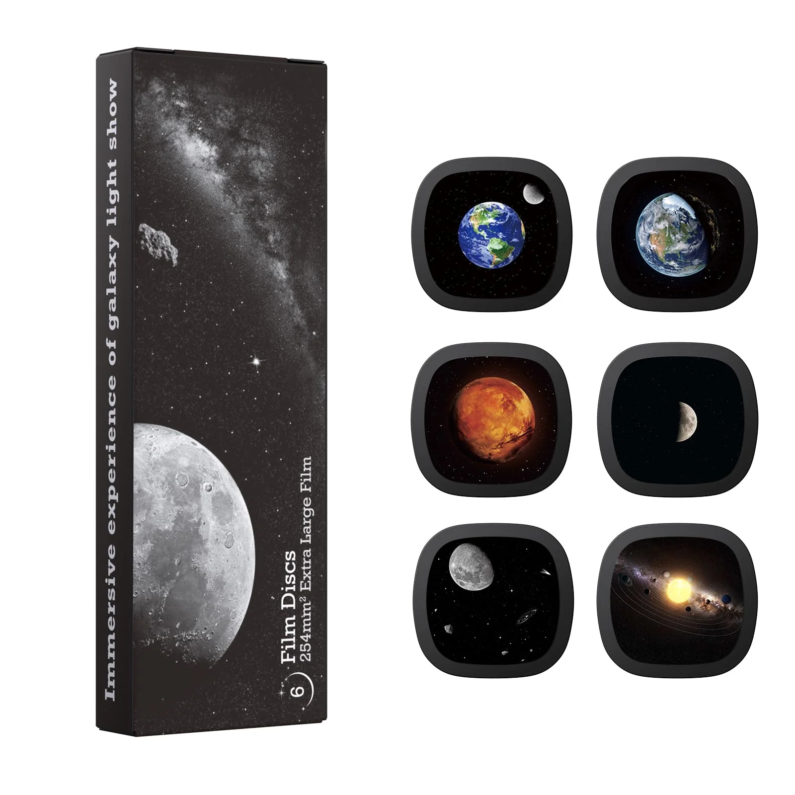 Galaxy Projector Disc – Ultra HD Projector Slide, Compatible Galaxy Projectors and Model SKE-TKQ01 & BL-DQY02 Projectors – 6 Disc Set Moon