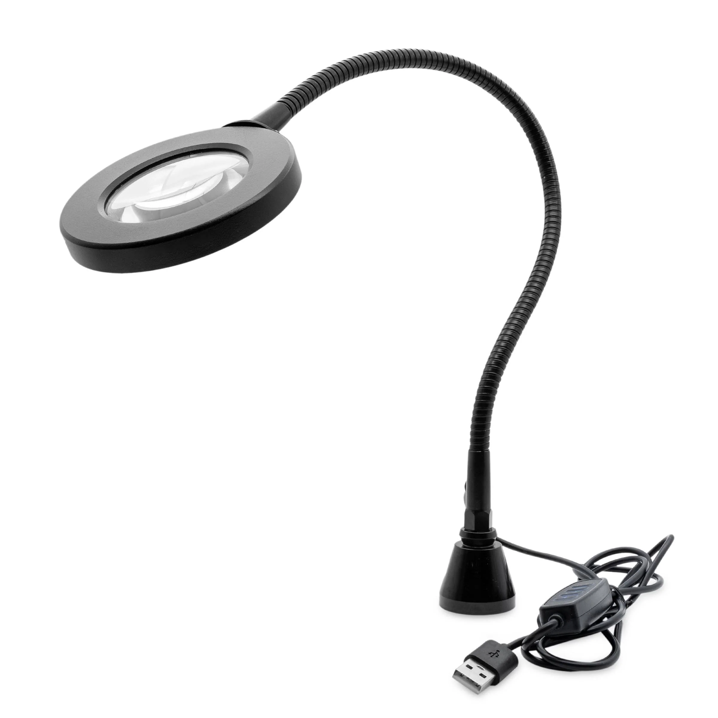 GALLUNOPTIMAL Magnetic Magnifying Lamp with LED Ring Light & Gooseneck - 3 Light Colours Dimmable - USB-A Port - Accessories for GOHH200/400/500 Assembly Fixings LED-Ringlicht mit Lupe