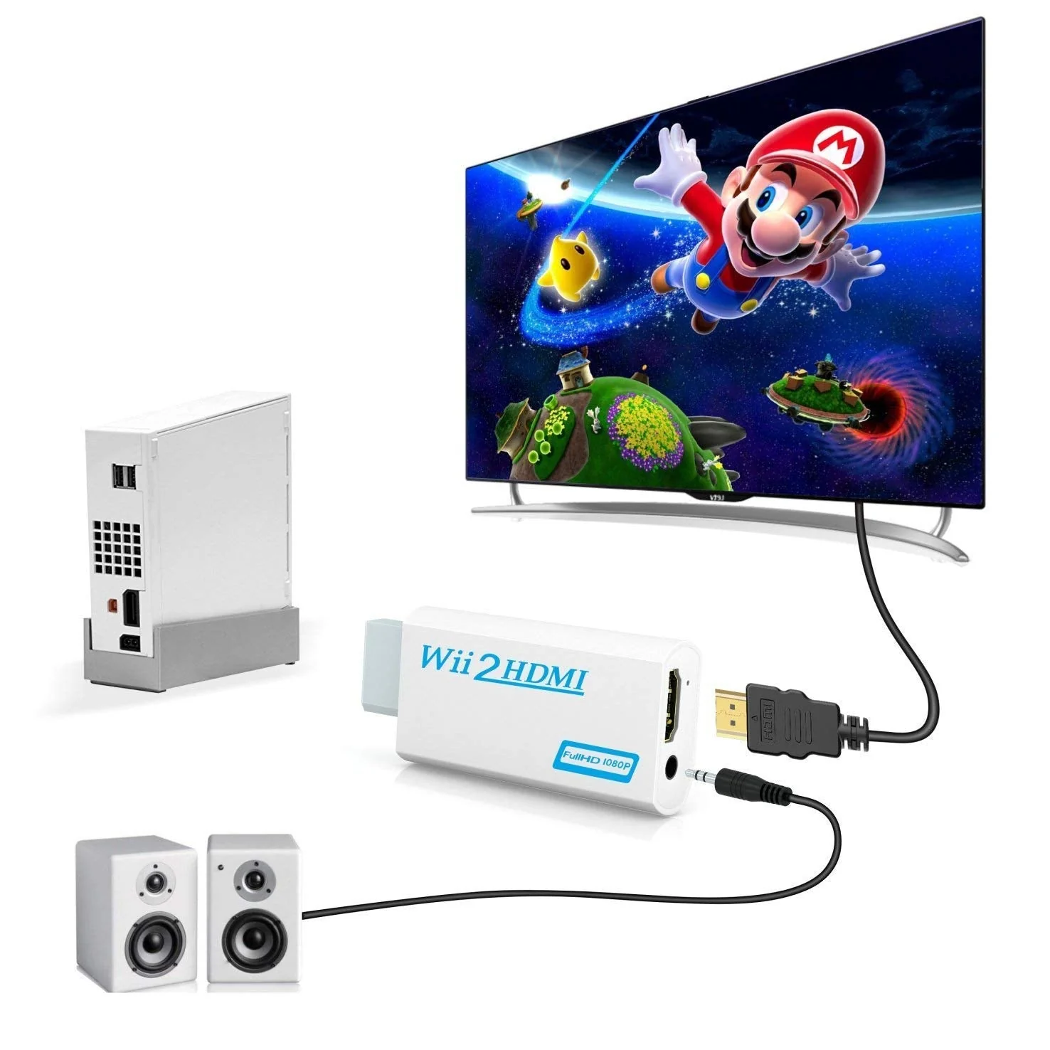 GANA Wii to HDMI Converter Adapter with Hdmi Cable Connect Wii Console to HDMI Display in 1080p Output Video with 3.5mm Audio Supports All Wii Display Modes White - Image 5