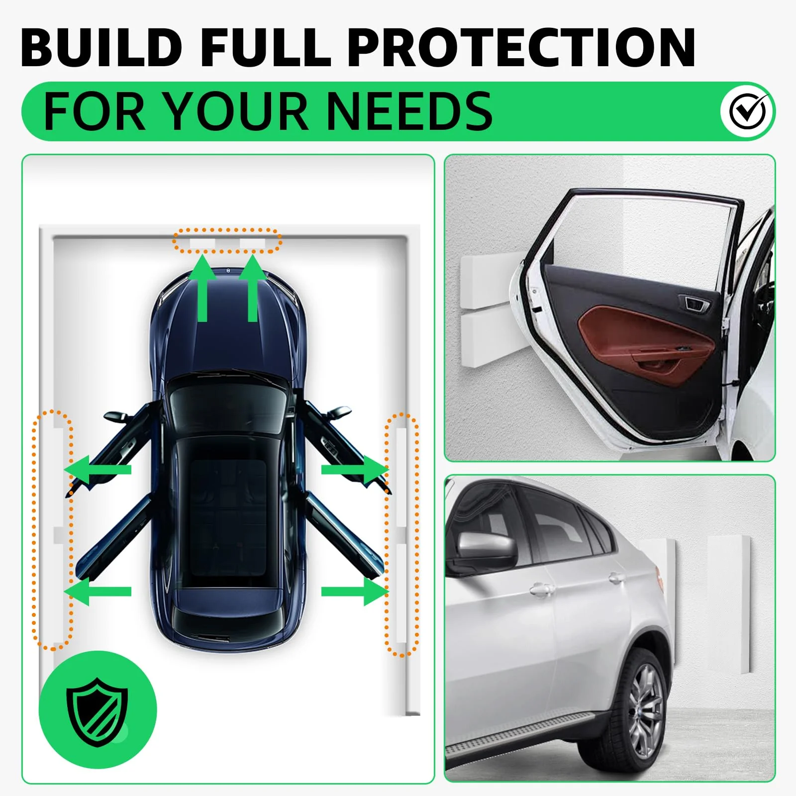 Garage Wall Protector, 2 Pack Thick EVA Foam Bumper for Car Doors,Waterproof & Fireproof Wall Guard,Protect Garage Walls from Scratches,Dents,Vehicle Damage (White, 11.8"x3.9"x1.2") 2 Pack 11.8"x3.9"x1.2" White - Image 4