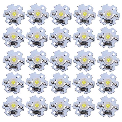 Garosa 25-Piece LED Lamp Beads 5V LED Chips 200LM 1W High Power SMD LED Lamp Chip Bulb for Replacement of Foodlight/Spotlight Bulbs in Home Studio (Pure White 6000-6500K)