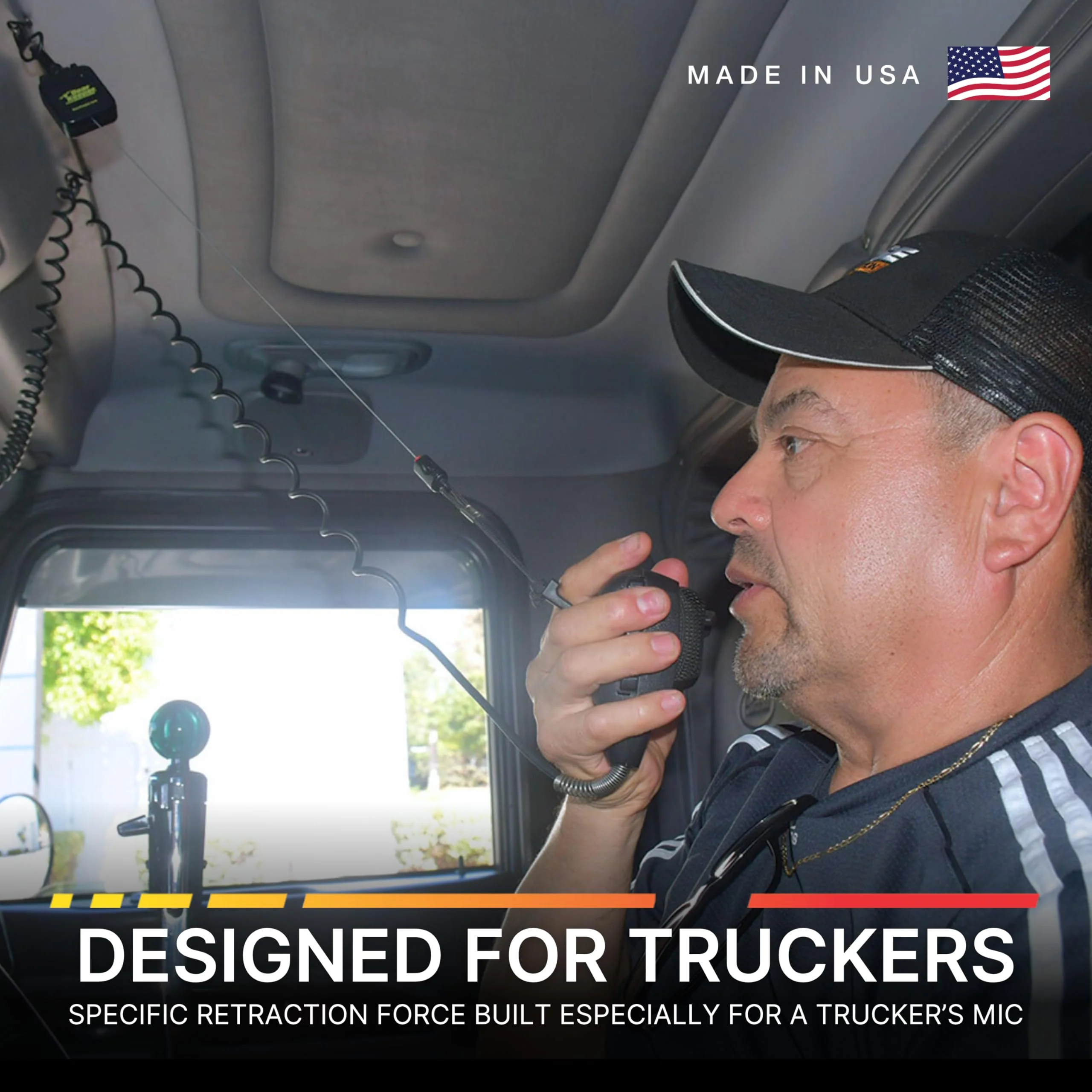 Gear Keeper CB Radio Microphone Keeper - Retractable Mic Holder With Heavy Duty Snap Clip Mount for Truck Radio - CB Radio Accessories With Lanyard & Mounting - USA Made (Stars & Stripes) Stars & Stripes Standard - Image 6