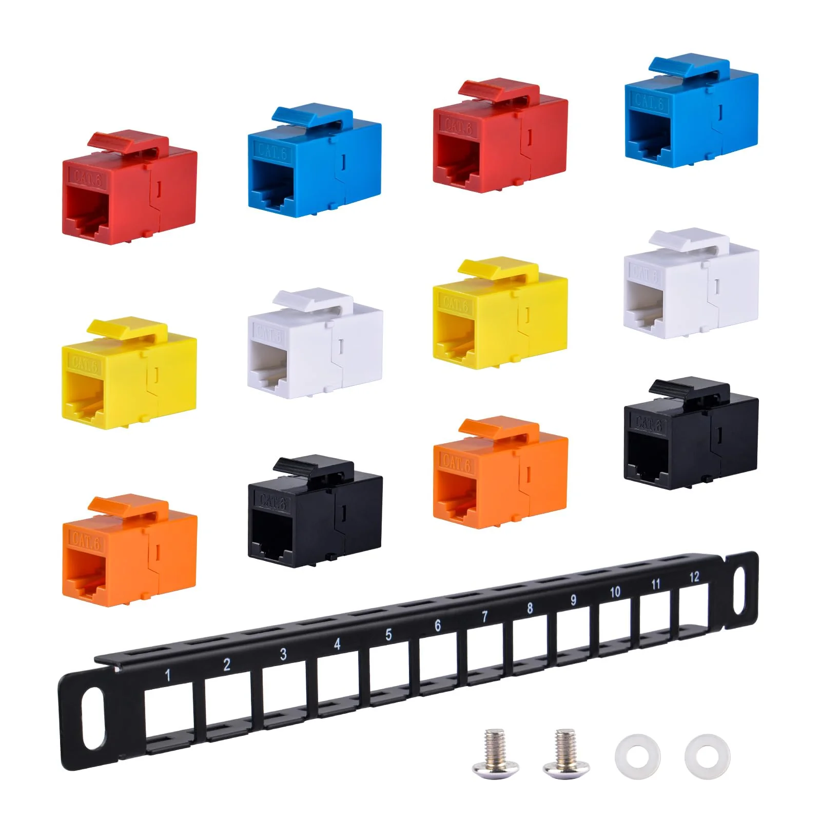 GeeekPi 10" 0.5U-12-Port Blank Keystone Patch Panel with Cat6 RJ45 Keystone Socket for DeskPi RackMate T0/T1/T2 Network Cabinets/Server Rack