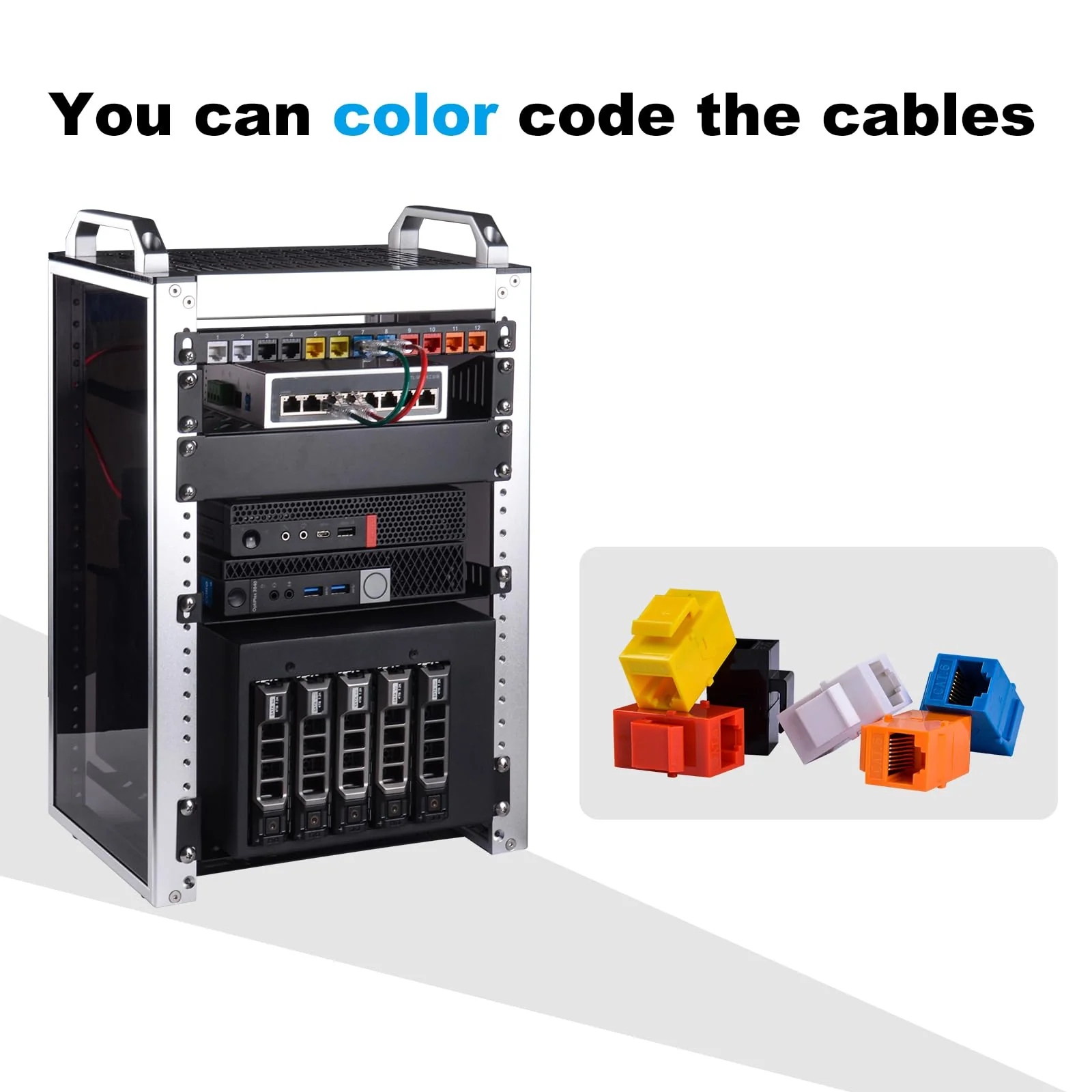 GeeekPi 10" 0.5U-12-Port Blank Keystone Patch Panel with Cat6 RJ45 Keystone Socket for DeskPi RackMate T0/T1/T2 Network Cabinets/Server Rack - Image 8