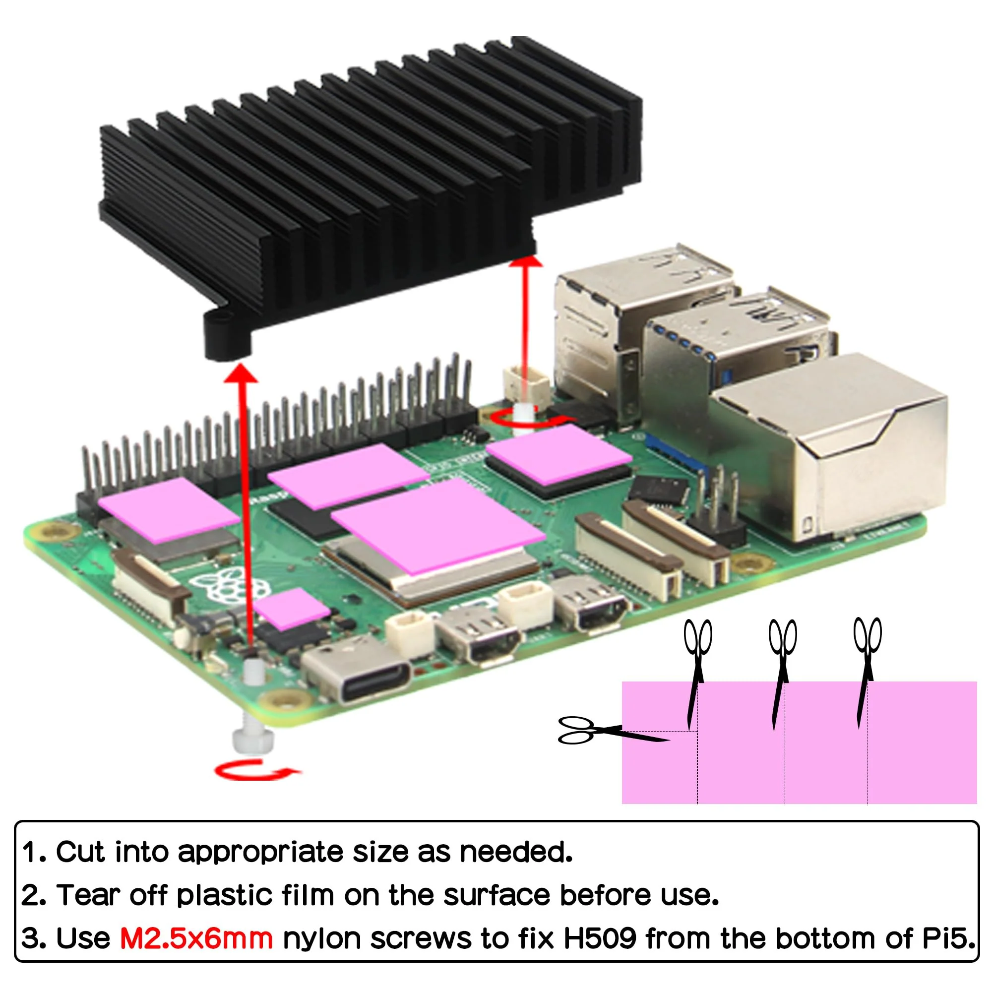 Geekworm Cooler for Raspberry Pi 5, Aluminum Passive Heatsink (H509) - Image 7