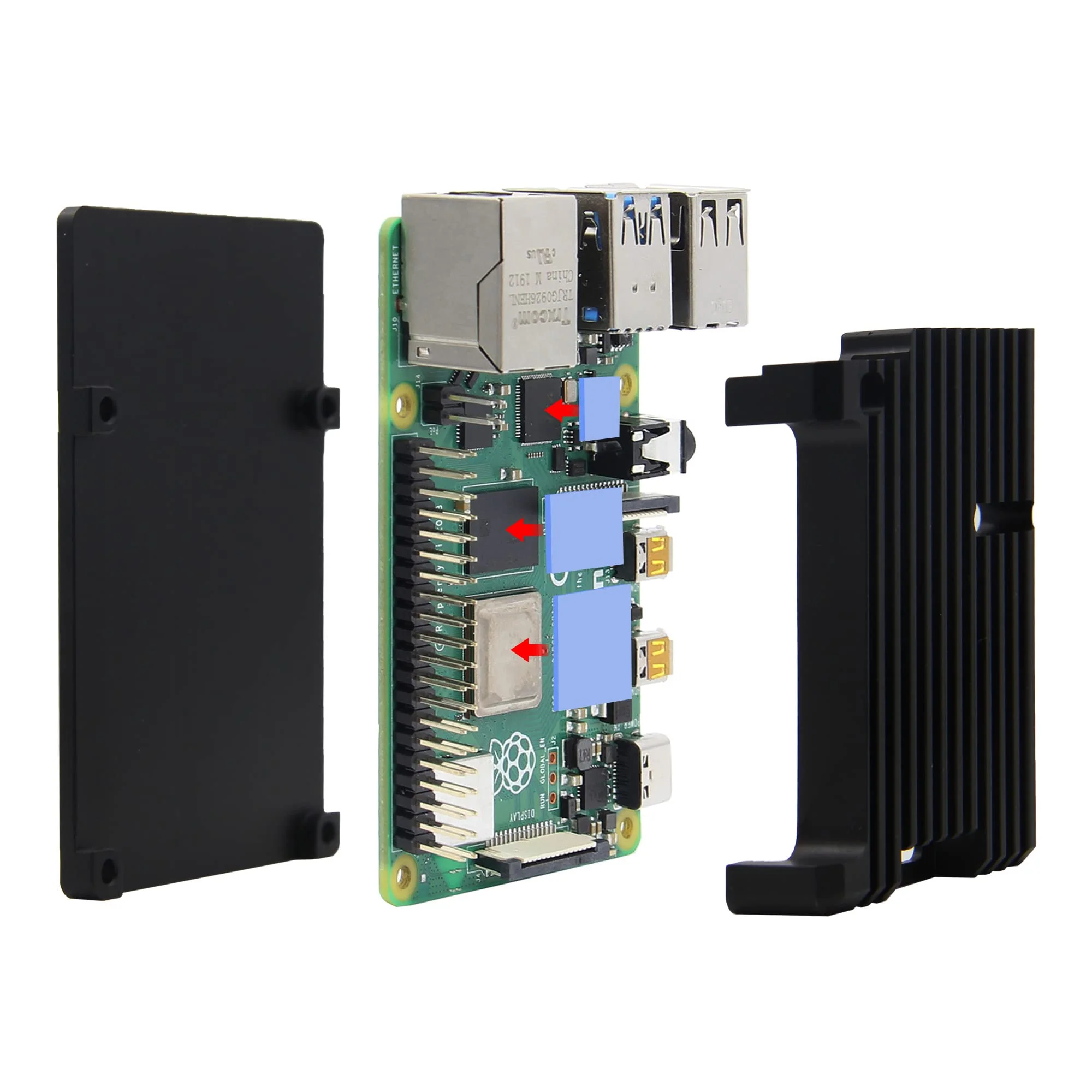 Geekworm Raspberry Pi 4 Model B Armor Heatsink Fall/Raspberry Pi 4B Aluminium Alloy Passive Cooling Case with Dual Cooling Fan for Raspberry Pi 4 Model B Only Black - Image 4
