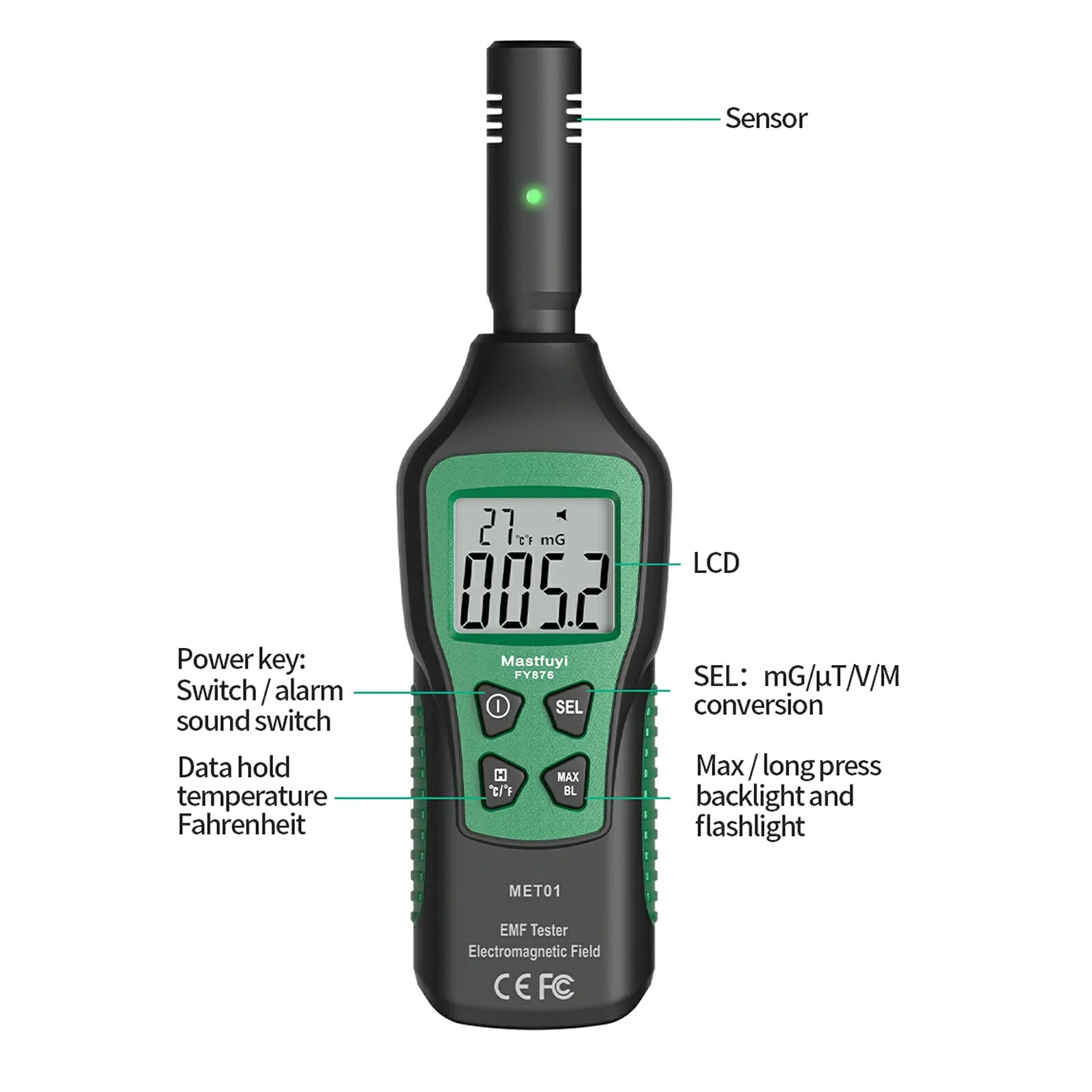Geiger Counter, EMF Meter Radiation Detector 3 in 1 Digital Radiation Detector Rechargeable Digital Detector Mini EMF Detector with LCD Backlight for Home, Office, Outdoor - Image 2