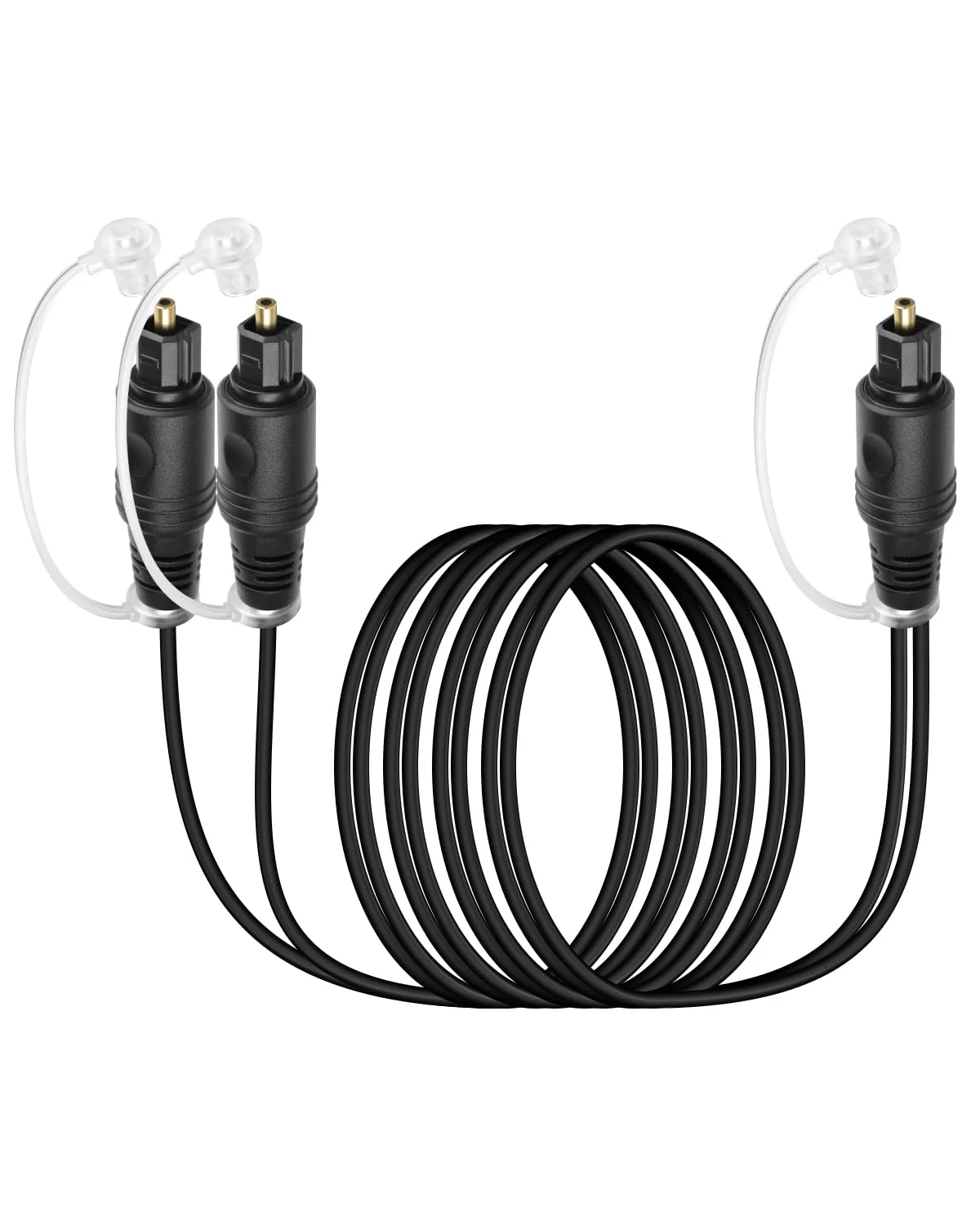 GELRHONR 1 in 2 Out Digital Optical Audio Splitter, Toslink Fiber Optic Splitter with Dust Caps for TV, DVD, HDTV, Home Theater, Sound Bar, Amplifier (2M Male) 2M Male