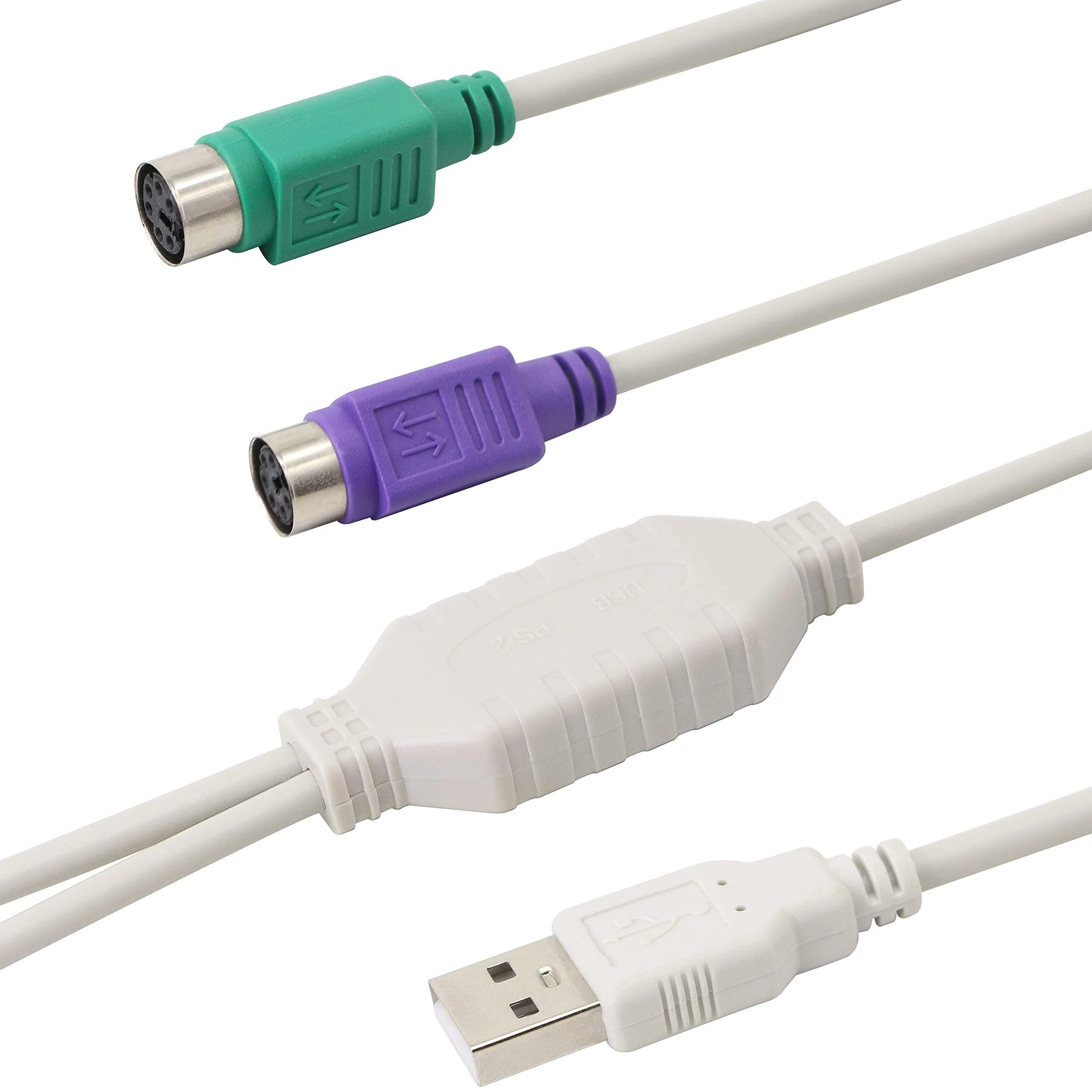 GELRHONR PS/2 to USB Cable LEIHONG USB to PS/2 Plug Active USB to Dual PS/2 Adapter Keyboard Mouse Converter Adapter for The Keyboard PS2 (white) white - Image 6