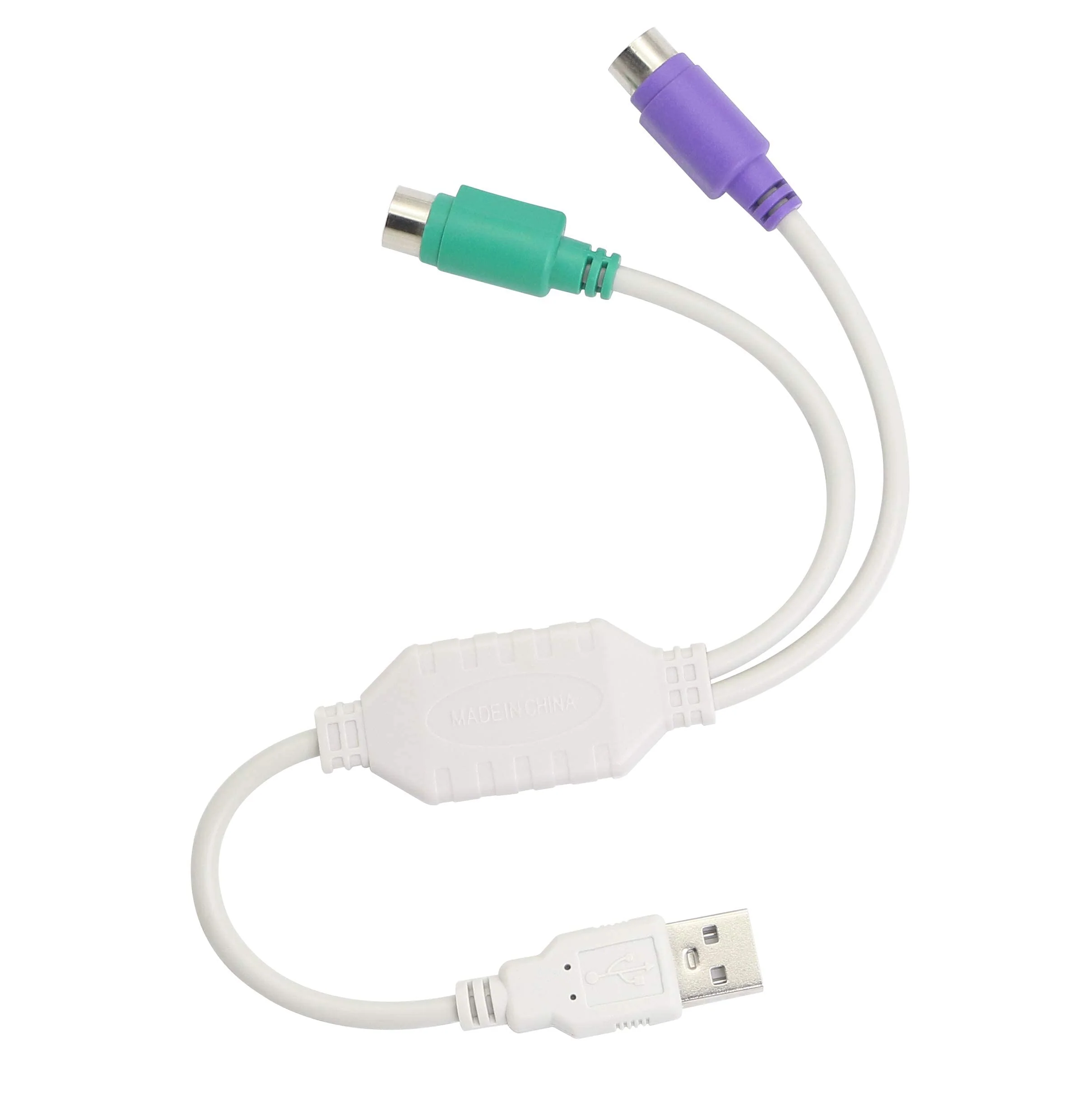 GELRHONR PS/2 to USB Cable LEIHONG USB to PS/2 Plug Active USB to Dual PS/2 Adapter Keyboard Mouse Converter Adapter for The Keyboard PS2 (white) white - Image 7
