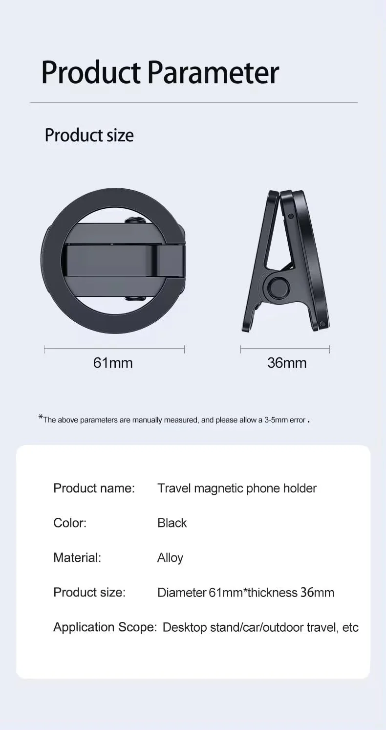 Generic LEONIDIS Universal Clip-On Magnetic Adjustable Multipurpose Phone Holder Mount for Desk Plane Car Table, Black - Image 9
