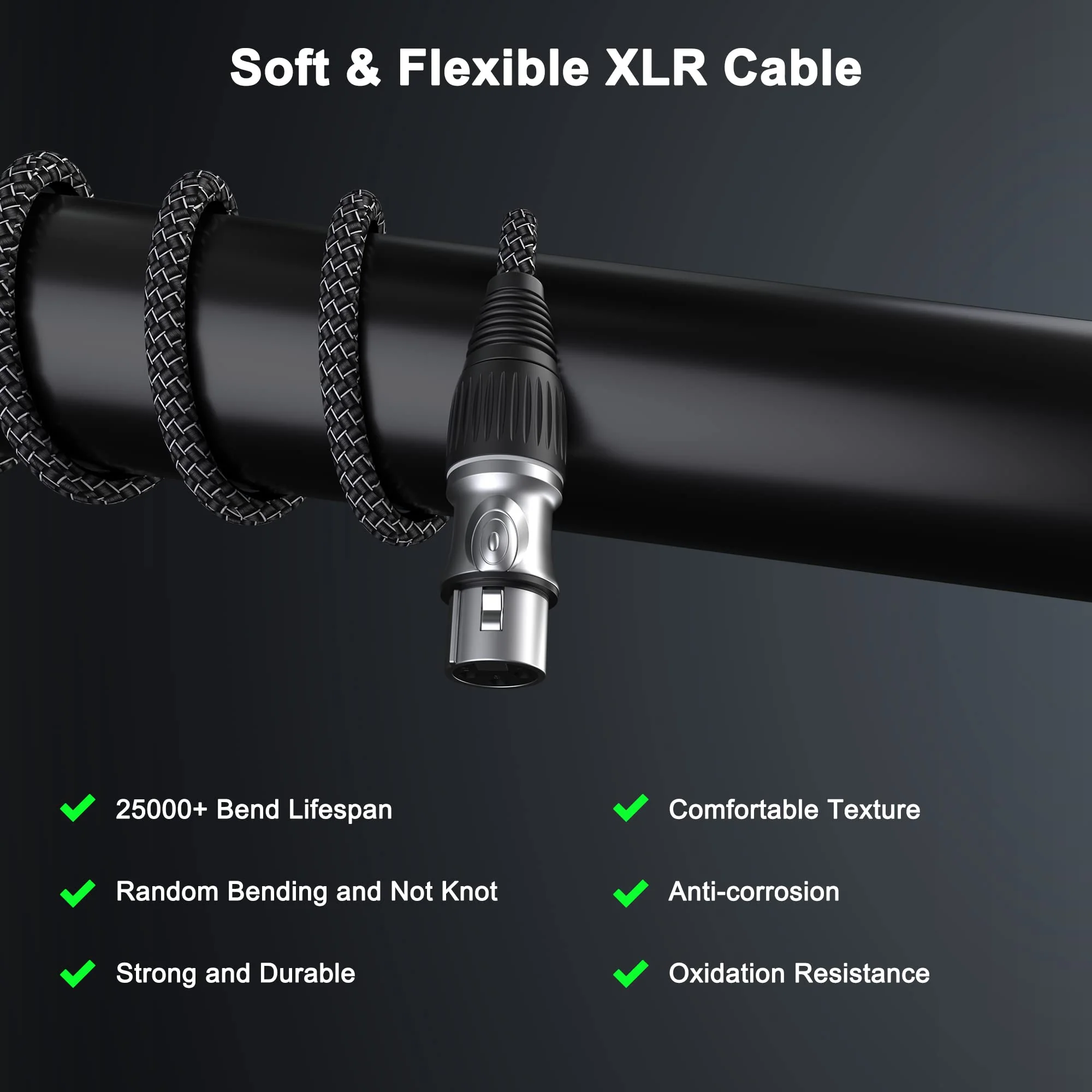 GeoHN.G XLR Microphone Cable 50FT/15M, 3-Pin Heavy Duty Balanced Microphone Cord XLR Male to Female Nylon Braided Speaker Cable for Mixer/Recording Studio/Speaker Systems 1 PACK - Image 4