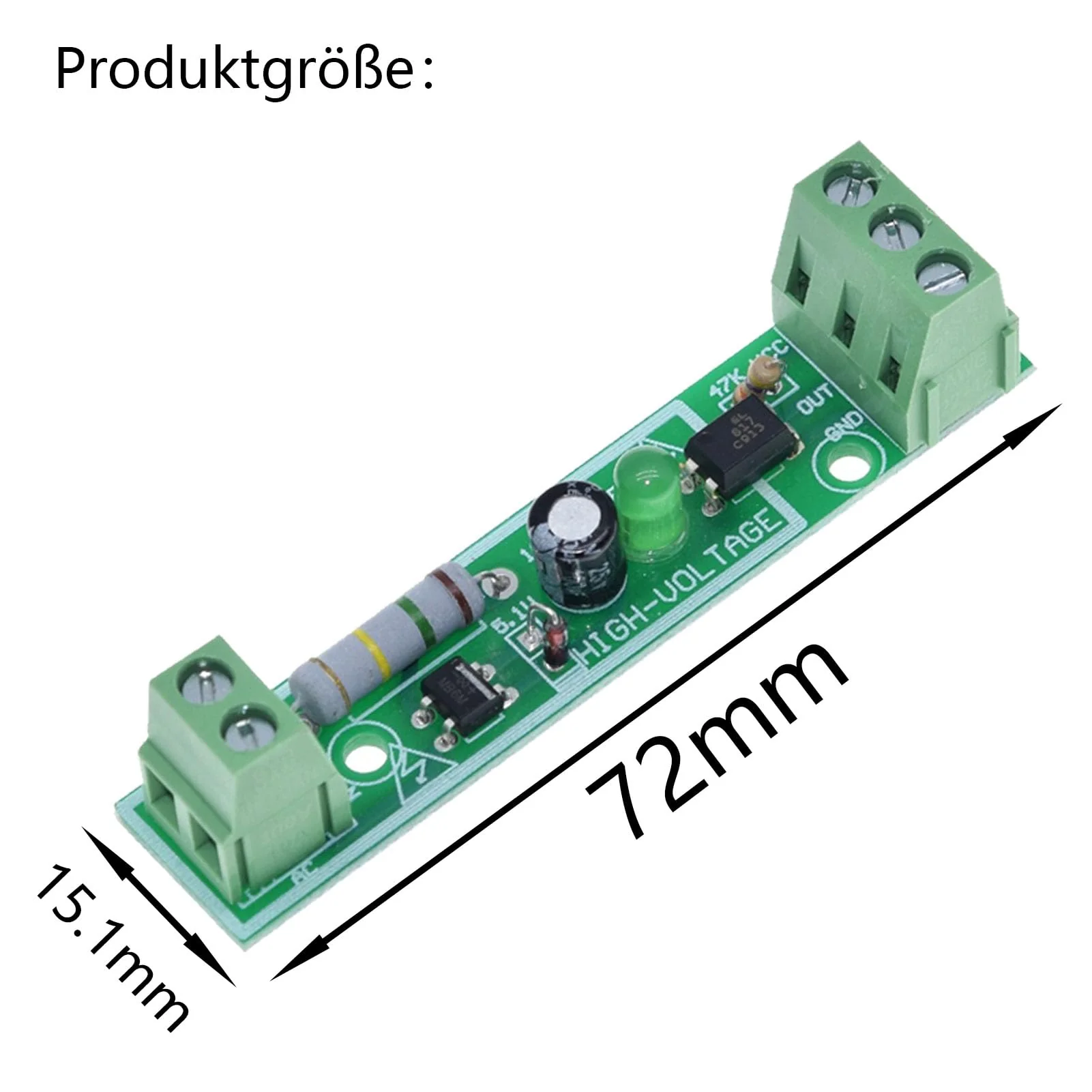 GERUI Pack of 5 1 channel 220 V AC optocoupler module/220 V optocoupler isolation microcontroller/detection of 220 V voltage presence/can be connected to PLCs, TTL level output - Image 2