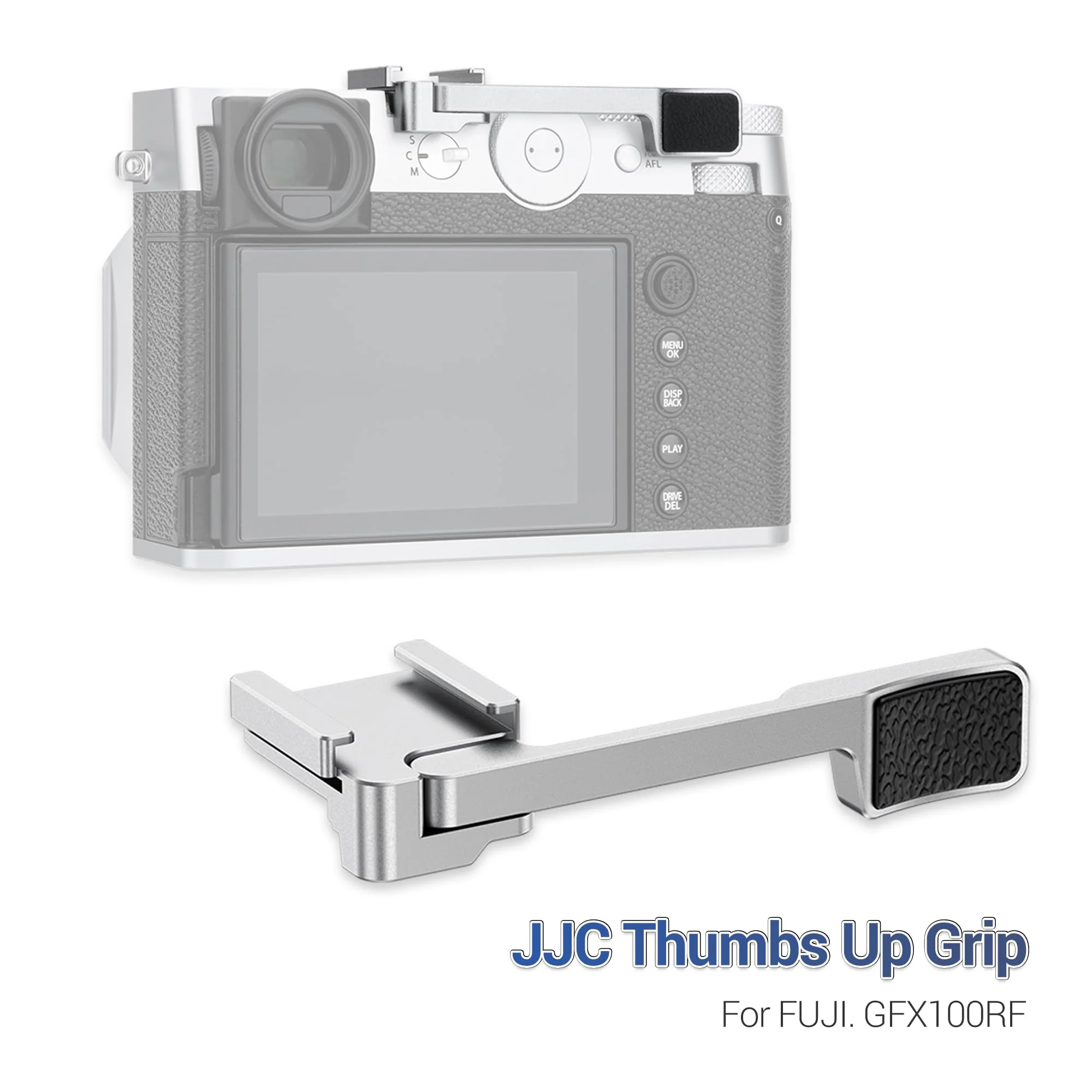 GFX100RF Thumb Grip, Metal 90° Foldable Thumb Up Grip for Fujifilm Fuji GFX100RF GFX 100RF Camera with Built-in Cold Shoe Mount, Hot Shoe Thumb Rest Support Holder Not Affect the Use of Dial -Silver - Image 8