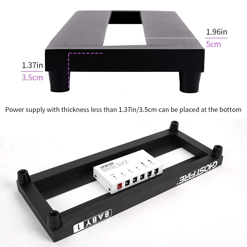 Ghost Fire Guitar Pedal Board Aluminum Alloy Effect Pedalboard,V Series (V-BABY1-PB(13.7''x5.5'')) 13.7''x5.5'' - Image 3