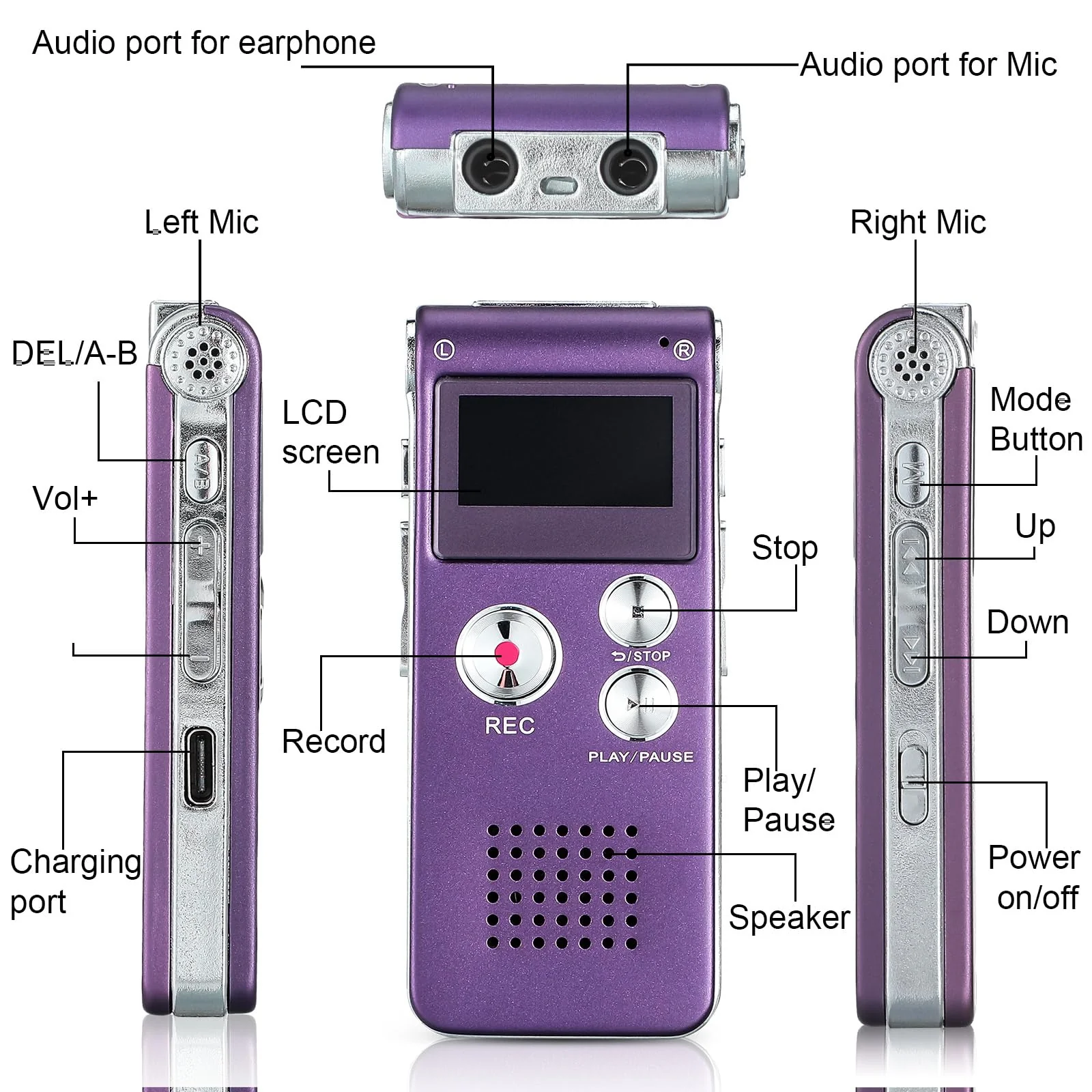 Ghost Hunting Equipment Paranormal Equipment Spirit Box for Ghost Hunting Digital Evp Voice Activated Recorder Rechargeable Recorder Device with Microphone, 8GB - Image 3