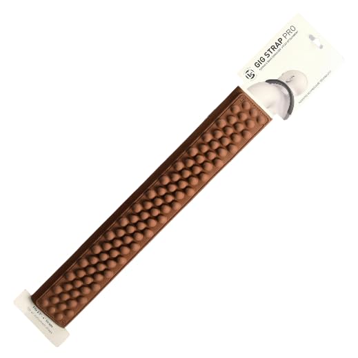 GIG STRAP PRO: World's Most Advanced Guitar Strap Pad w/Patented acupressure technology, relieves back & shoulder pain Brown