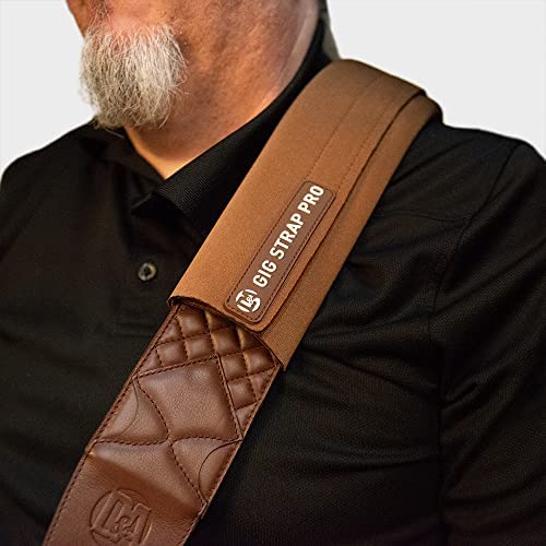 GIG STRAP PRO: World's Most Advanced Guitar Strap Pad w/Patented acupressure technology, relieves back & shoulder pain Brown - Image 3