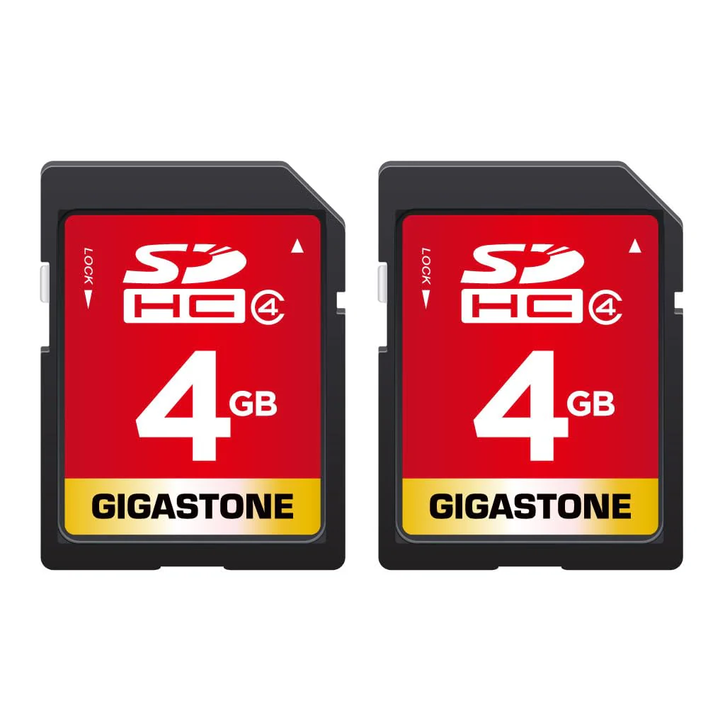 Gigastone 4GB SD Card 2 Pack SDHC Class 4 Memory Card for Photo Video Music Voice File DSLR Camera DSC Camcorder Recorder Playback PC Mac POS 2pcs in Pack (Pack of 2), with 2 Mini Cases SD 4GB 2-Pack