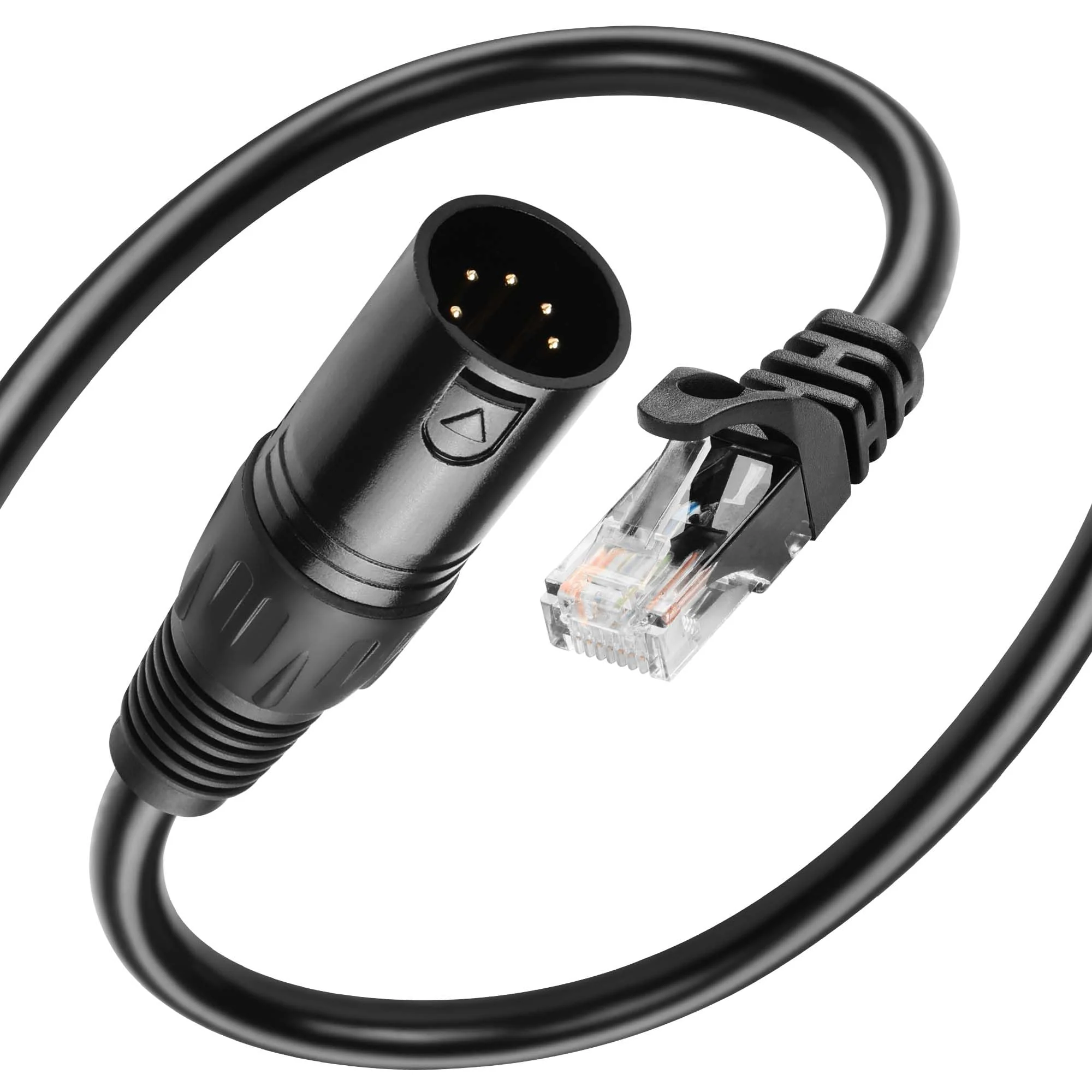 GINTOOYUN 5 Pin XLR to RJ45 Adapte Cable 2 Pcs DMX XLR 5 Pin Male to RJ45 Male Connector Extension Cable XLR Audio Cable for amplifiers,Mixers, KTV Equipment,Lighting and Sound(30CM/11.8in) 5 PIN XLR Male to RJ45 Male