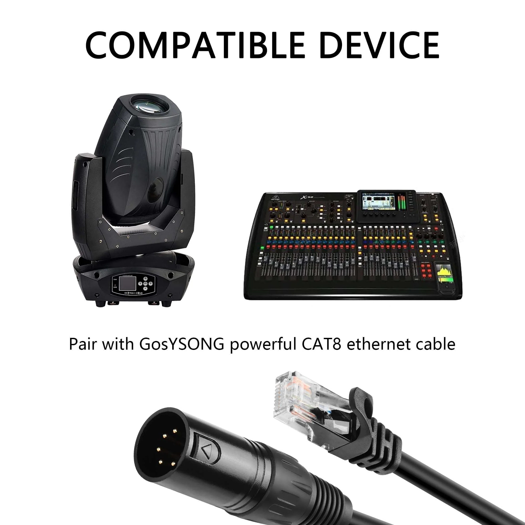 GINTOOYUN 5 Pin XLR to RJ45 Adapte Cable 2 Pcs DMX XLR 5 Pin Male to RJ45 Male Connector Extension Cable XLR Audio Cable for amplifiers,Mixers, KTV Equipment,Lighting and Sound(30CM/11.8in) 5 PIN XLR Male to RJ45 Male - Image 6