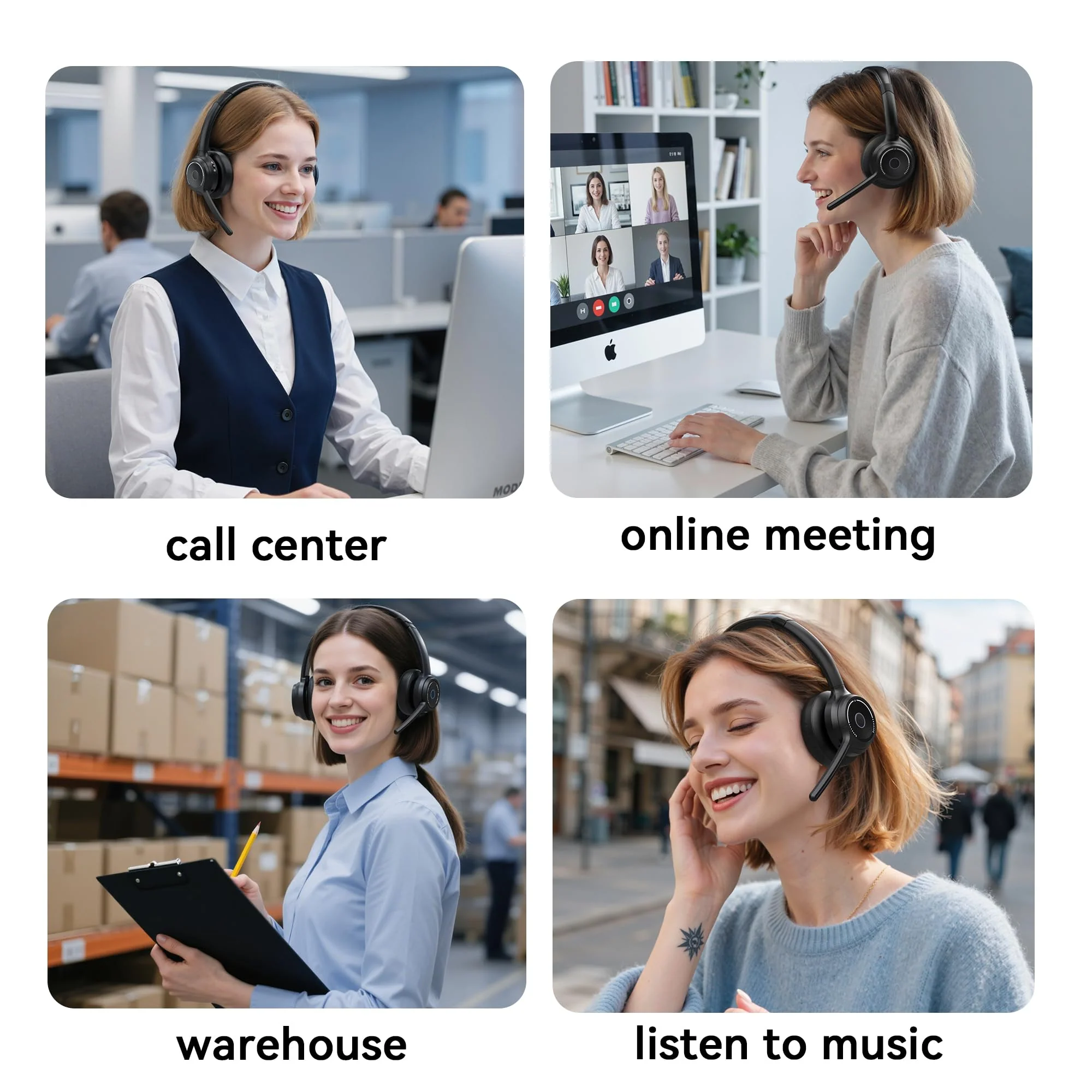 Gixxted (2026 Upgraded) Wireless Headset with Mic for Work, Bluetooth Headset with Noise Canceling Microphone, Wireless Headphones with Mic and USB Dongle and Mute, Fit for Computer/PC/Teams Black - Image 7