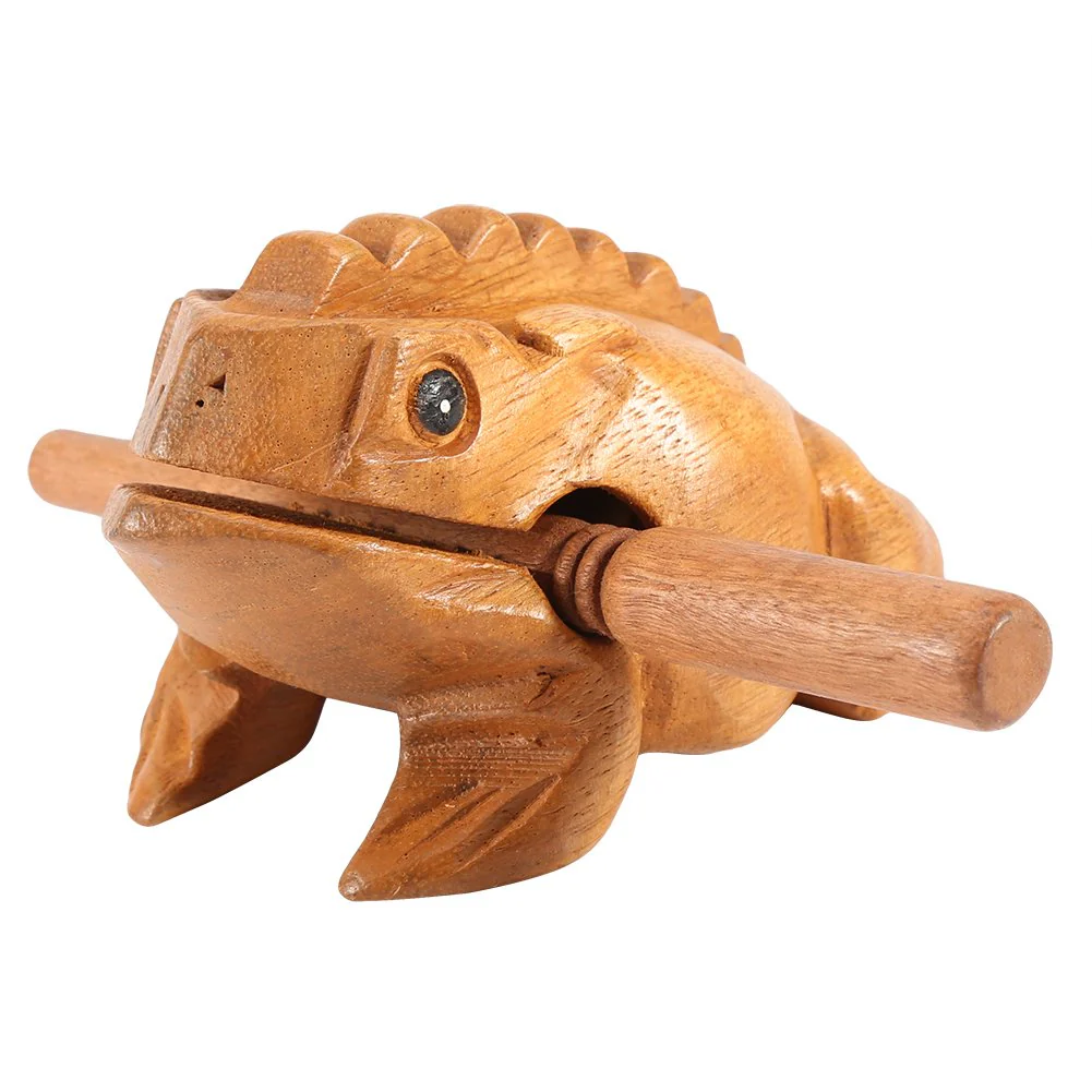 GLOGLOW Wooden Frog Guiro Rasp, Thailand Traditional Craft Musical Instrument Tone Block (12.7CM/5Inch)