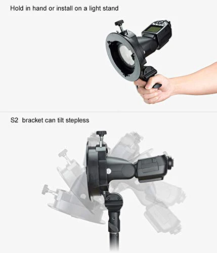 Godox S2 S-Type Speedlite Bracket Bowens Mount Holder for Godox V1 AD200Pro AD400Pro AD200 V860II TT685 TT600 TT350 Flash Strobe Speedlight - Image 4