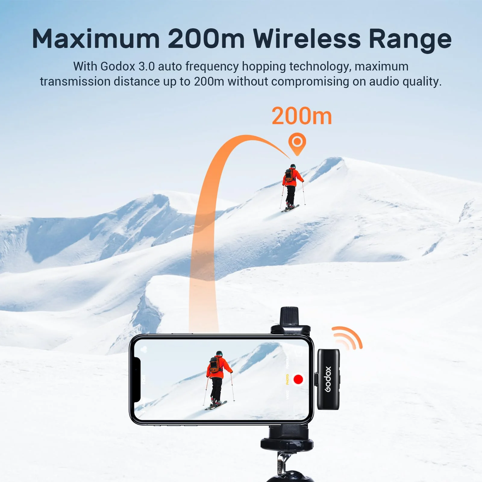 GODOX WES1 Kit1 Wireless Microphone for iPhone iPad, 2.4GHz Wireless MFi Certified Lavalier Mic, Plug and Play, Noise Cancelling,656ft, 7g Lightweight for Vlogs/Interviews/Live(1TX + 1RX(Lightning)) - Image 6