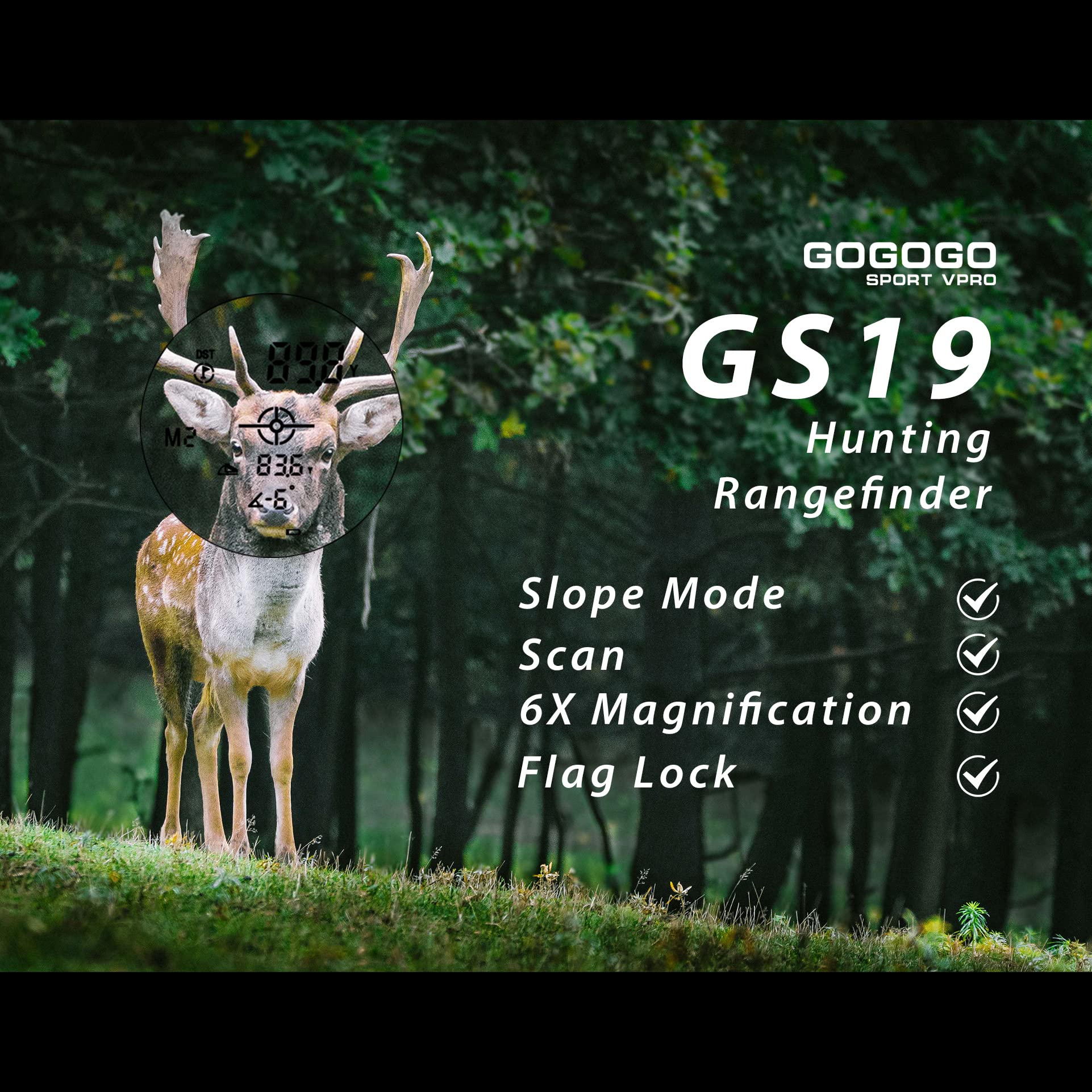 Gogogo Sport Vpro Green Hunting Rangefinder -1200 Yards Laser Range Finder for Hunting and Golf with Speed, Slope, Scan and Normal Measurements, Rechargeable 1200 Yard - Image 7