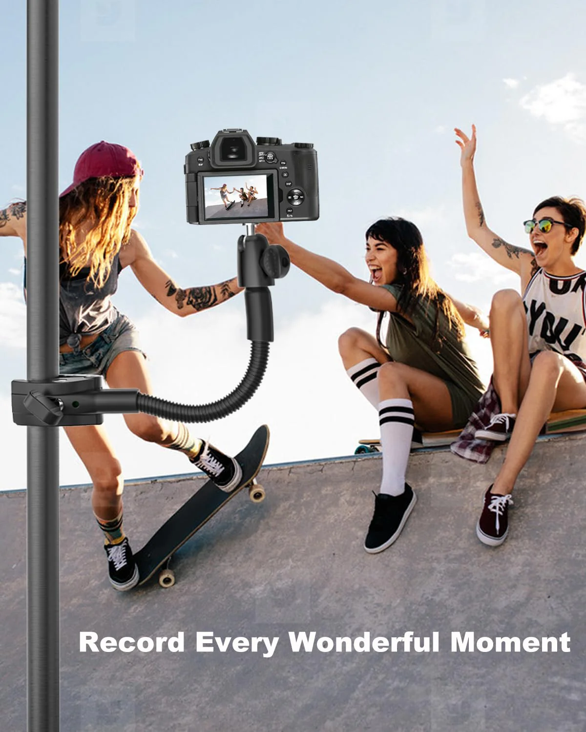 Gooseneck Clamp Camera Mount with 1/4“ 3/8" 5/8" Screw, Go Pro Mounts for Handlebar, Desk, Tube, Cross Bar, Compatible with GoPro Hero 13/Baby Monitor/Logitech Webcam/Insta 360/Field Monitor - Image 8