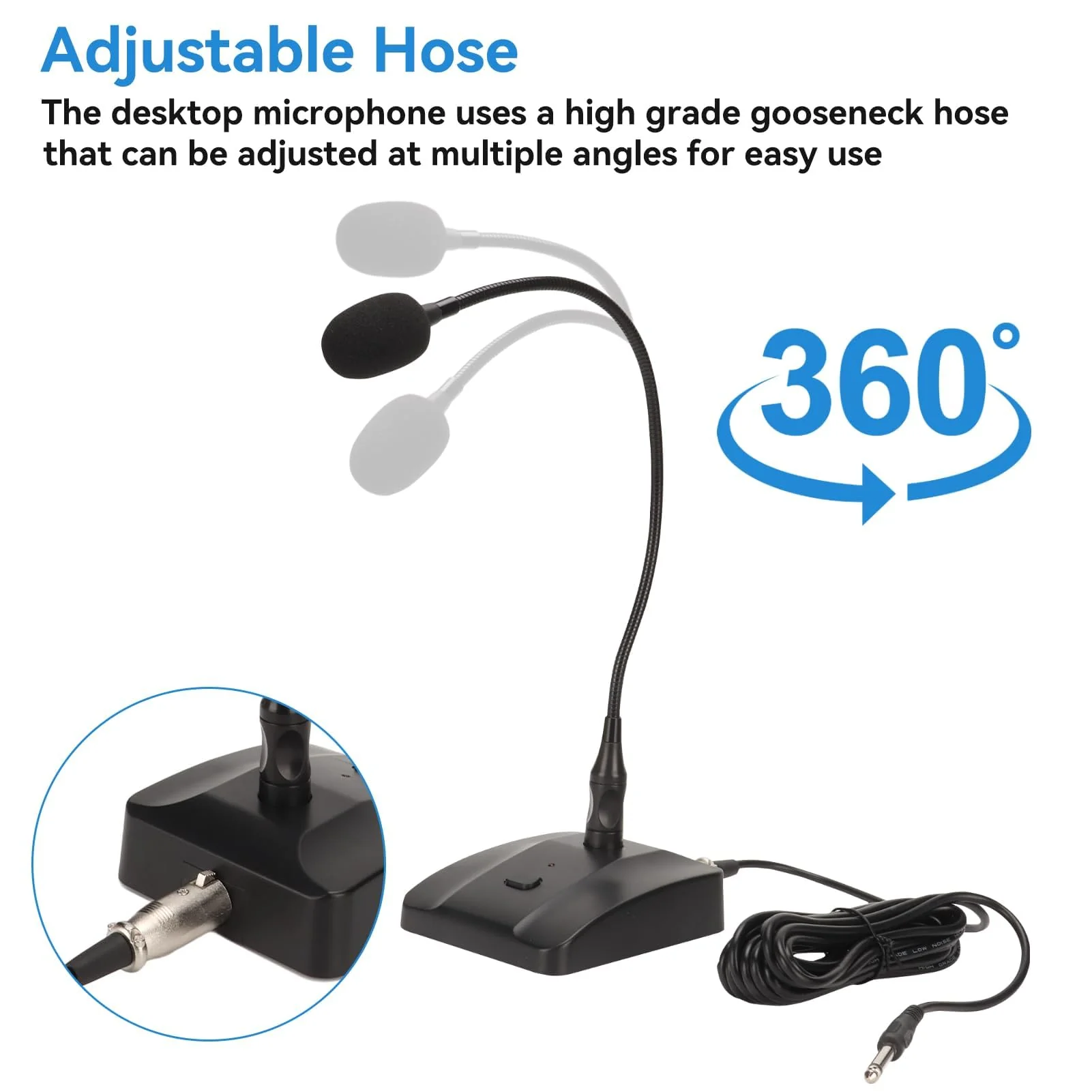 Gooseneck Condenser Microphone, 6.35mm Wired Microphone with Mute Button Desktop Microphone Computer Mic Podium Microphones Desktop Paging Mic Corded Voice Mic for Meetings Lectures Recording - Image 2