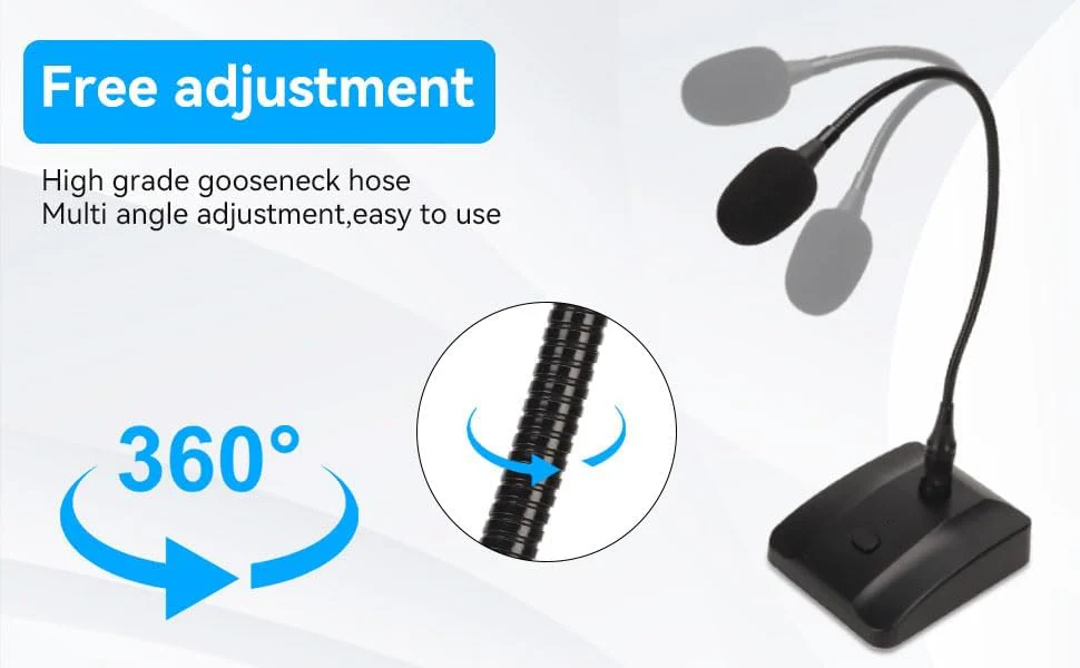 Gooseneck Condenser Microphone, 6.35mm Wired Microphone with Mute Button Desktop Microphone Computer Mic Podium Microphones Desktop Paging Mic Corded Voice Mic for Meetings Lectures Recording - Image 9