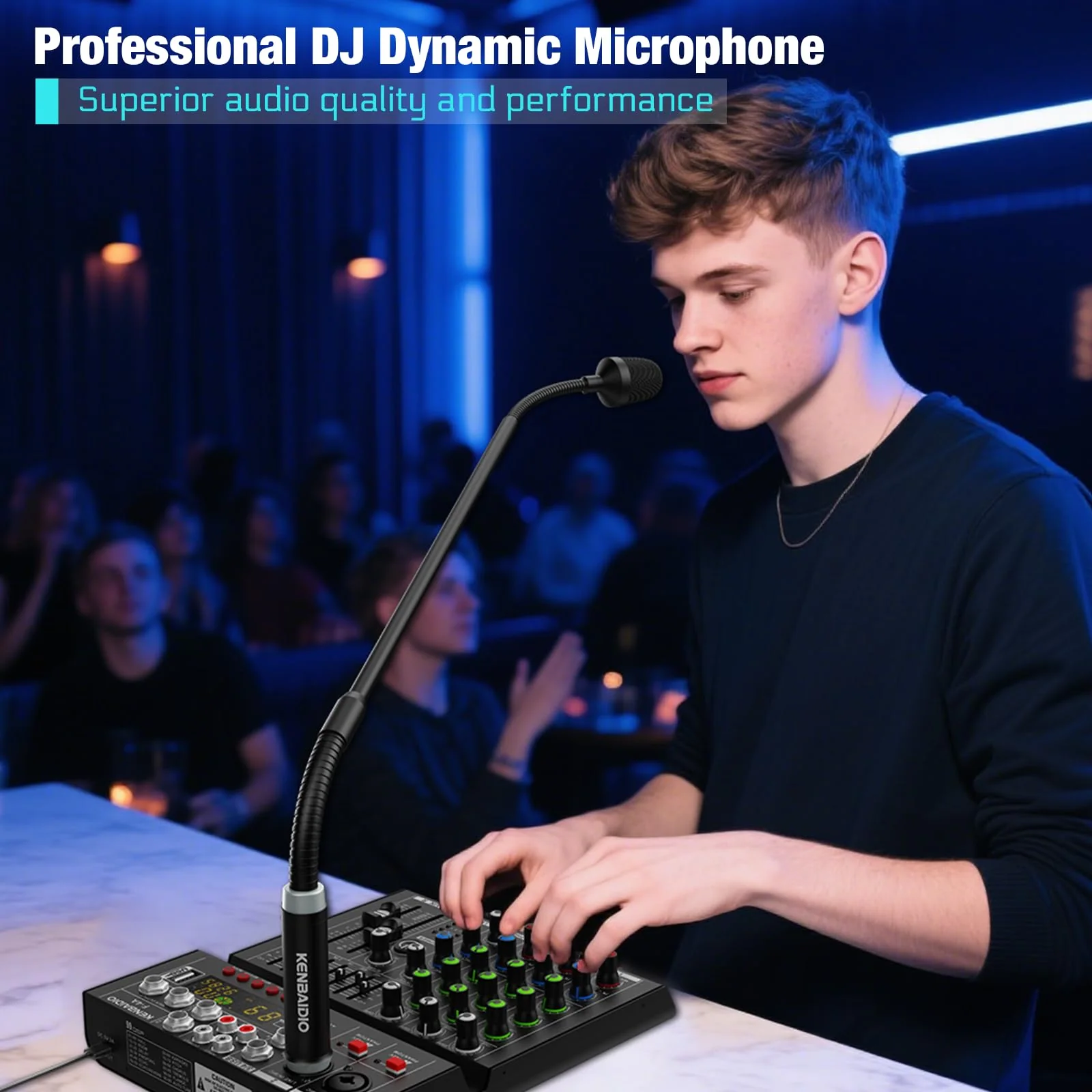 Gooseneck Microphone 23 Inch DJ Mic Professional Dynamic Bob Barker Microphone for Audio Mixer,Dedicated Disc,Shouting,KTV Bar,Podium,Conference,Metal Supports 360°Rotation,Bending,3-pin XLR - Image 3