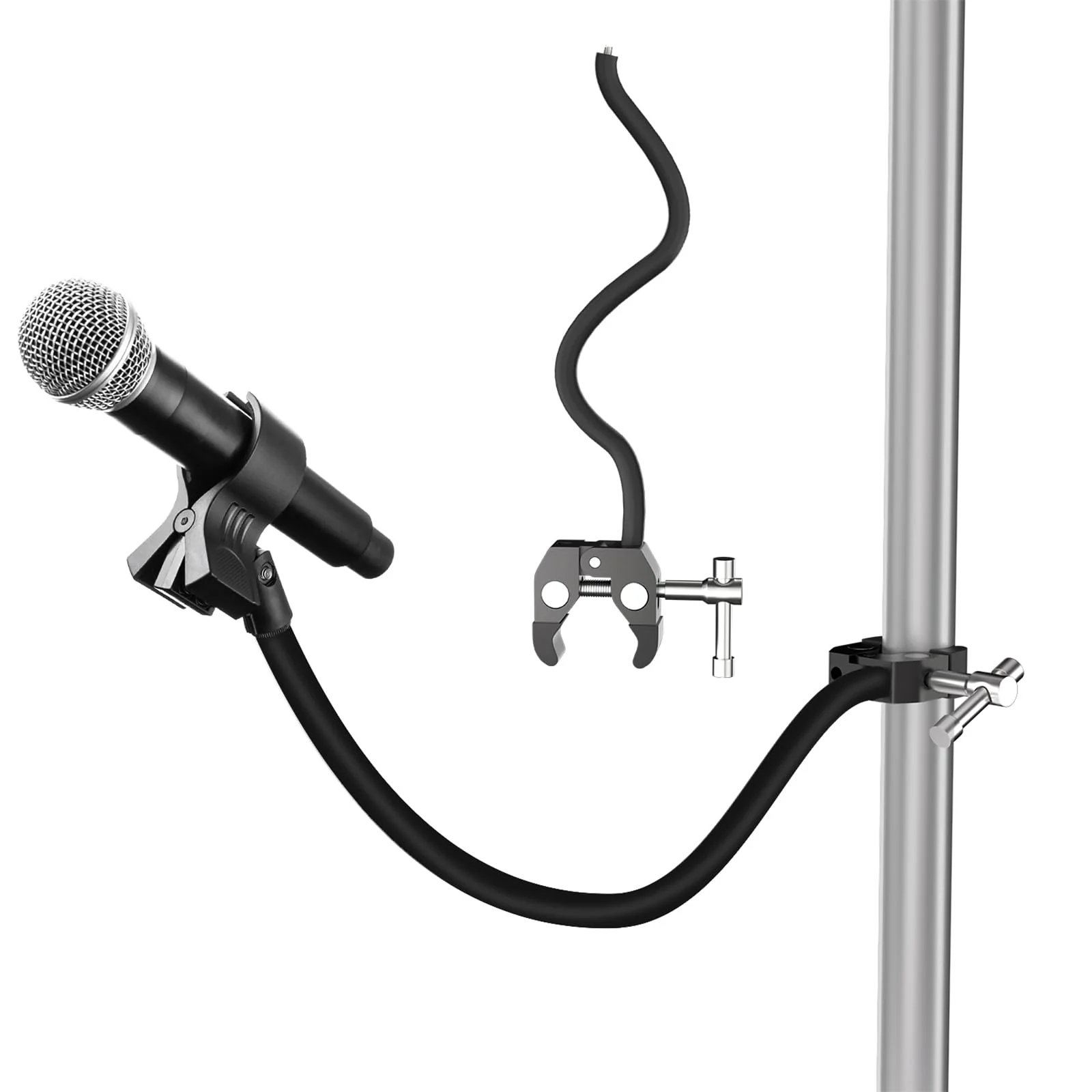 Gooseneck Microphone Stand,19.69" Flexible Adjustable Arm Super Crab Clamp Mic Clip 3/8"-16 to 5/8"-27 Adapter Mount,Compatible with Shure/Fifine / AT2020 / Pyle/Blue Snowball/Razer Gooseneck Microphone Stand
