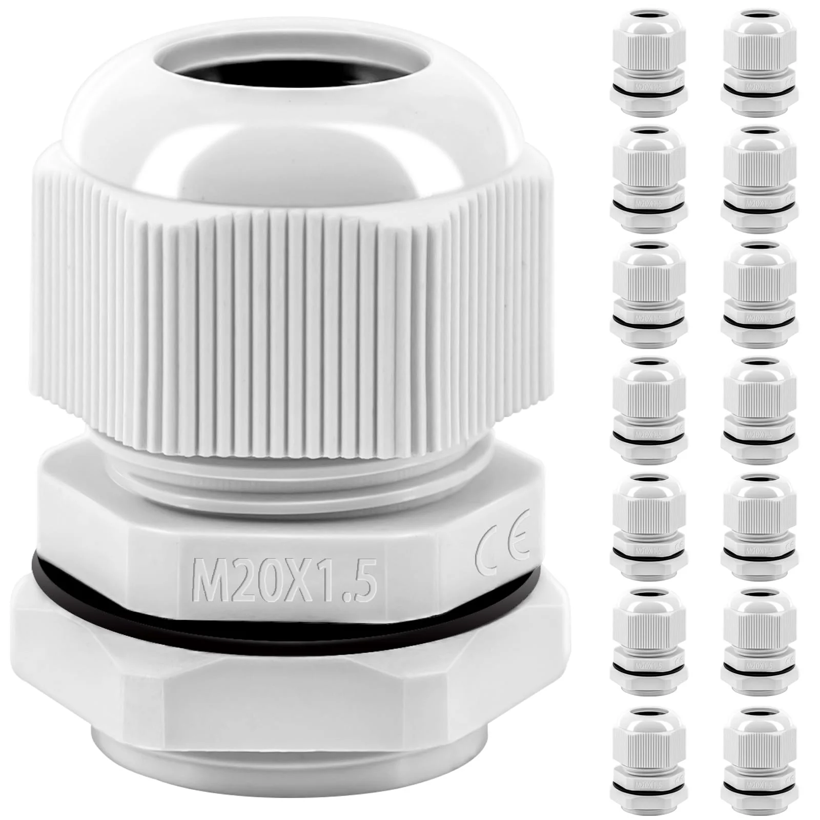 Gorffy Cable Gland Set, 15 Pieces, IP68 Cable Grommet, Waterproof M20, Cable Glands for Outdoor Garden Control Box, Junction Box, Plastic Nylon Cable Grommets