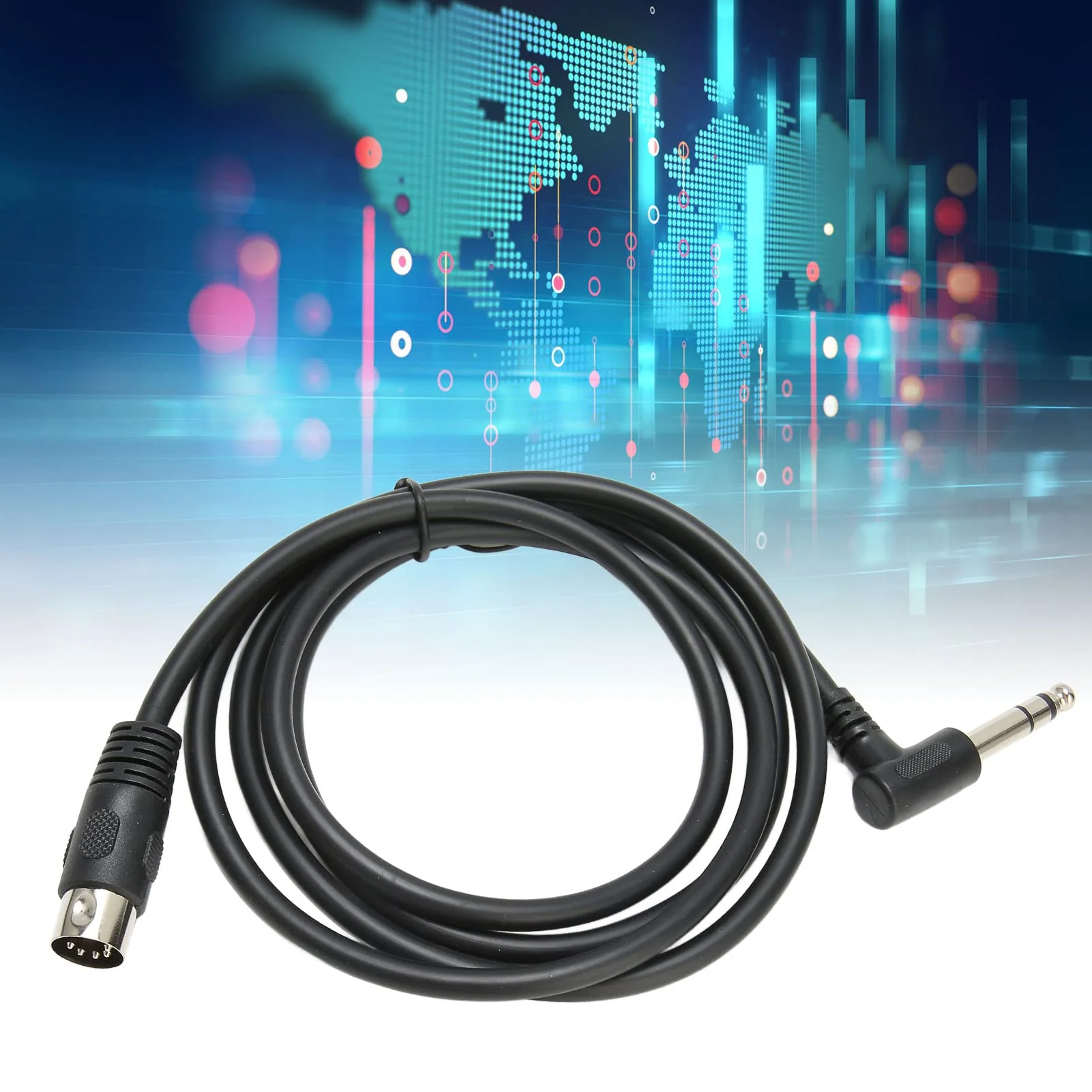Goshyda 1/4 Inch to DIN 5 Pin Cable, 90 Degree 6.35mm Male to MIDI 5Pin Male TRS Stereo Audio Cable for Speaker, Amplifier, Mixer, MIDI Keyboard, 4.9ft - Image 5