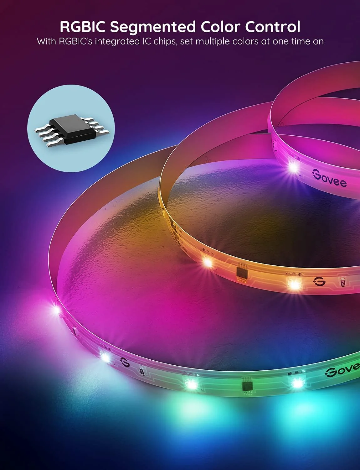 Govee RGBIC Alexa LED Strip Light 16.4ft, Smart WiFi LED Lights Work with Alexa and Google Assistant, Segmented DIY, Music Sync, Color Changing LED Strip Lights for Room, Bedroom, Holiday - Image 5