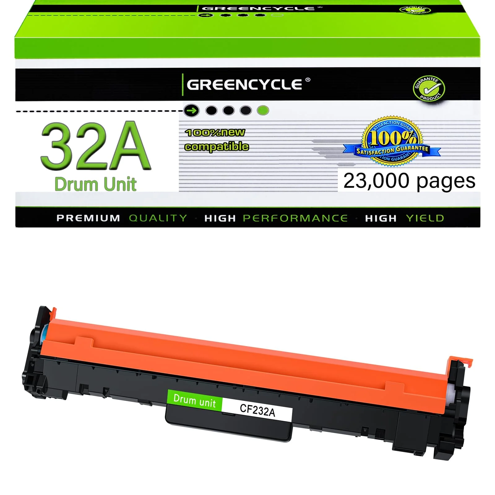 greencycle Compatible 32A Replacement for HP 32A Drum Unit CF232A use for Laserjet Pro M203d M203dn M203dw M227fdw M227fdn M227sdn M148dw M148fdw M118dw Printer (Black, 1-Pack) ATUSF00-CF232A-1-AMZ