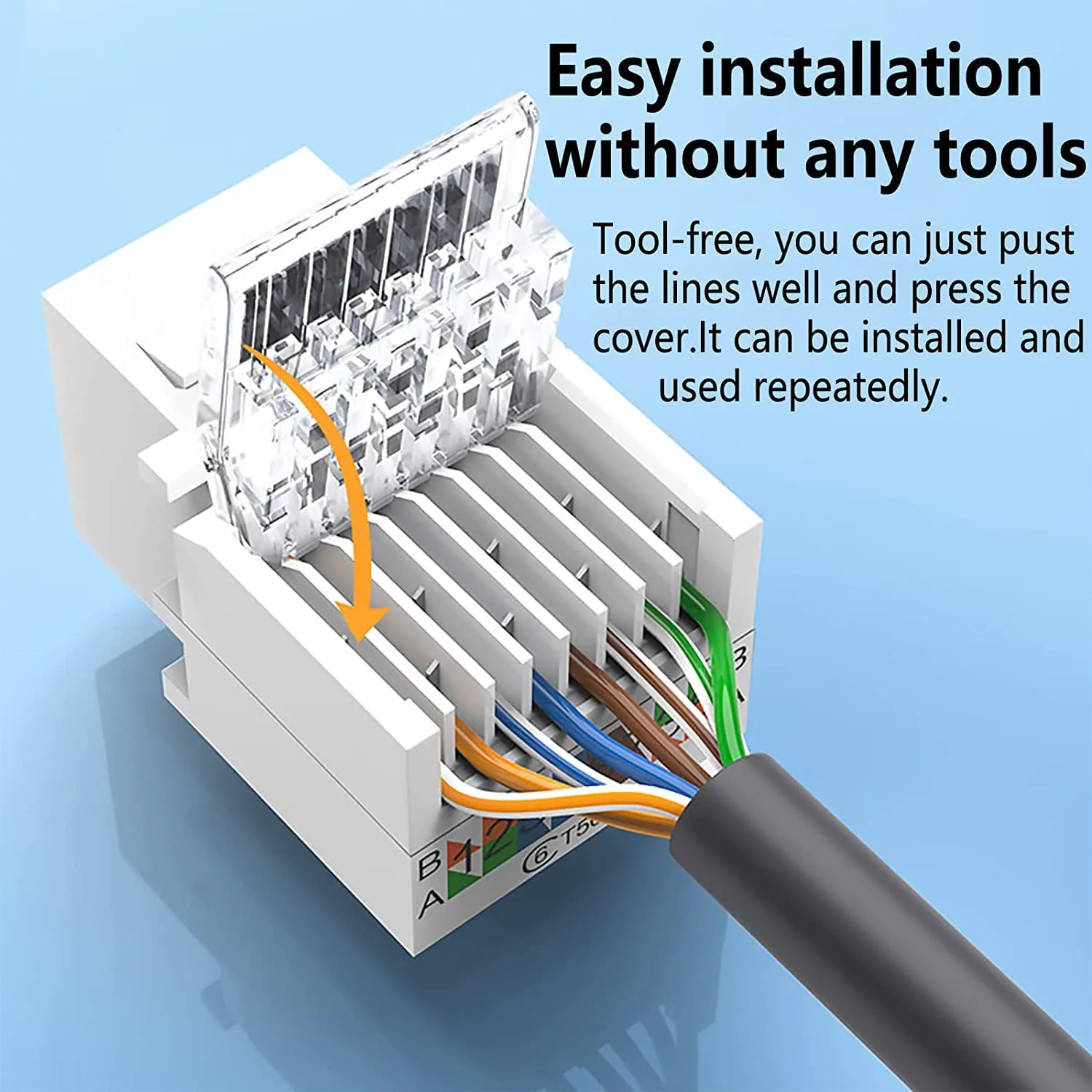 Greluma 10 x RJ45 Cat5e/Cat6 Keystone Jack - Tool-free No Punch Down Tool - Ethernet Wall Socket - Cat6 Network Coupler 10 tool-free keystone-1 - Image 3