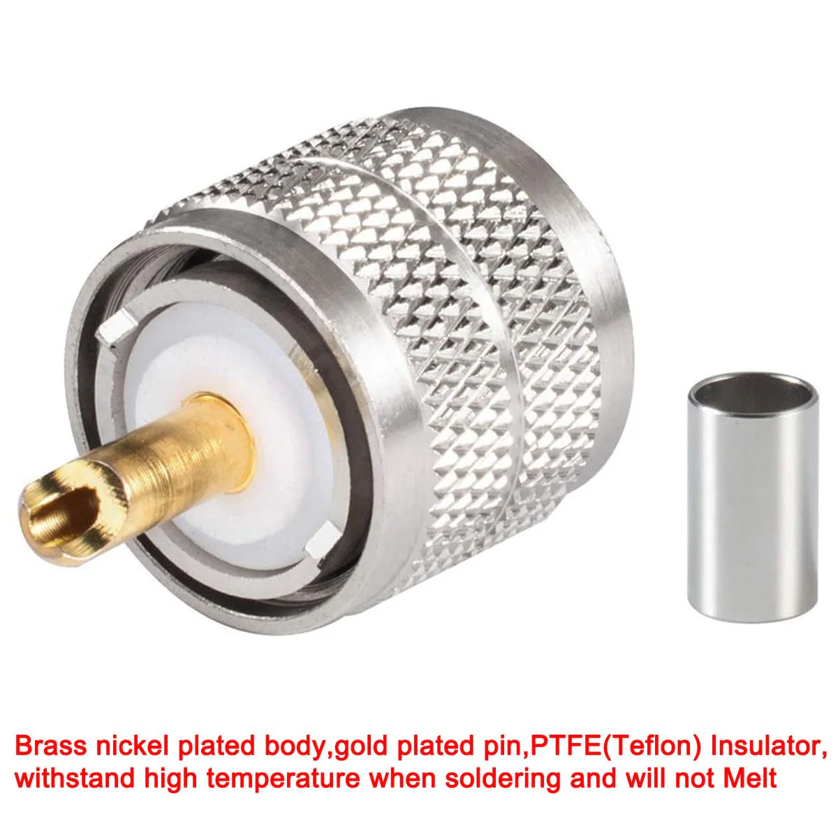 Greluma 6 x UHF PL-259 Male Crimp Coaxial Adapter RF Connector for RG58 / U LMR195 Coaxial Cable Compatible with Amateur Radio - Image 3