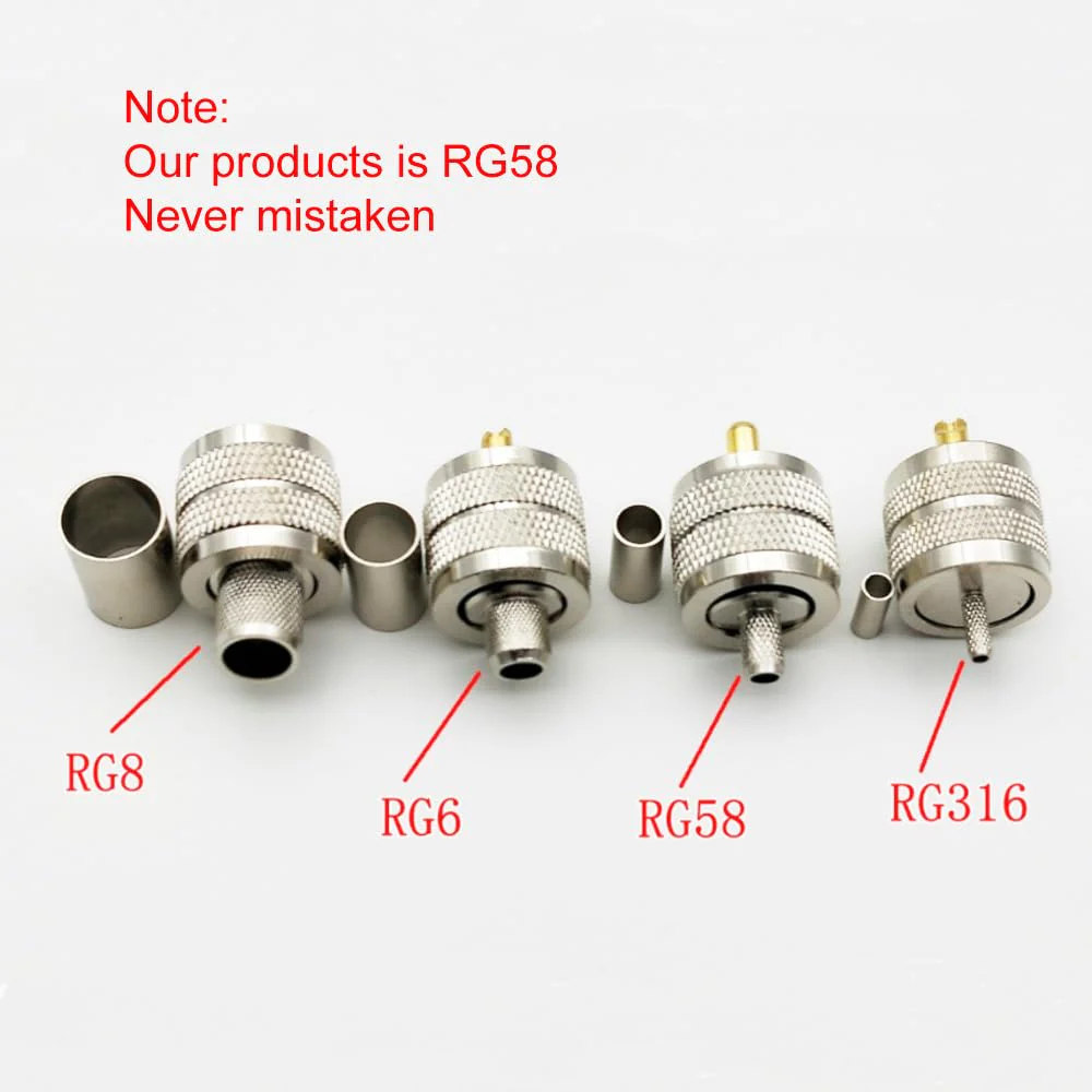 Greluma 6 x UHF PL-259 Male Crimp Coaxial Adapter RF Connector for RG58 / U LMR195 Coaxial Cable Compatible with Amateur Radio - Image 6
