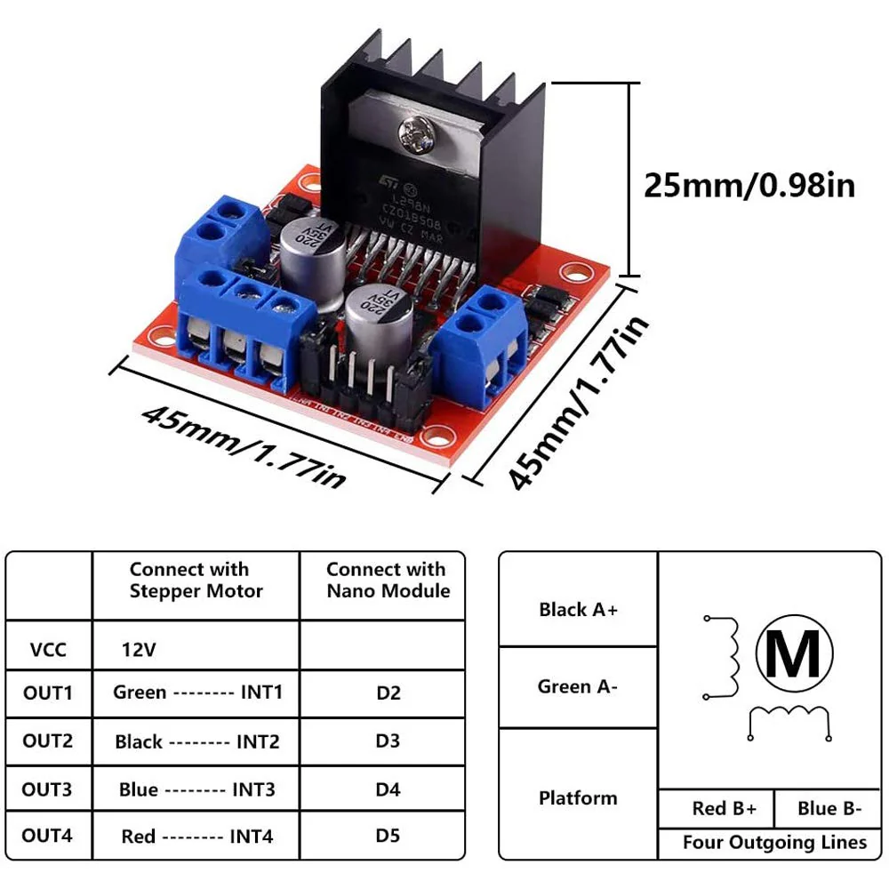 Greluma L298N Motor Drive Controller Board Module Double H Bridge DC Stepper for Arduino Pack of 4 - Image 6